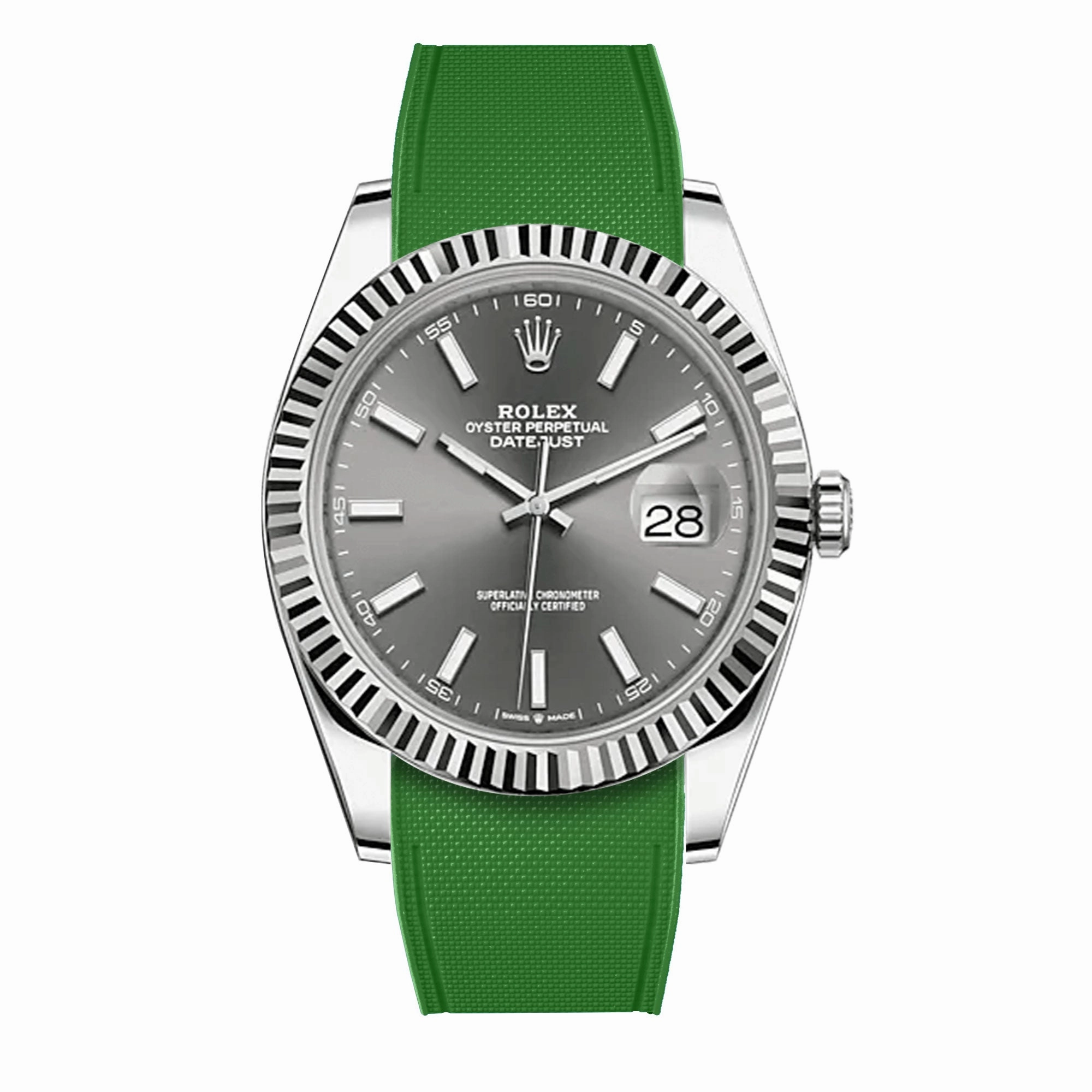 a??Rolex - R Strap Premium a?? Cordura pattern rubber watch band for Datejust 41mm II (pre-2016) & Oyster bracelet