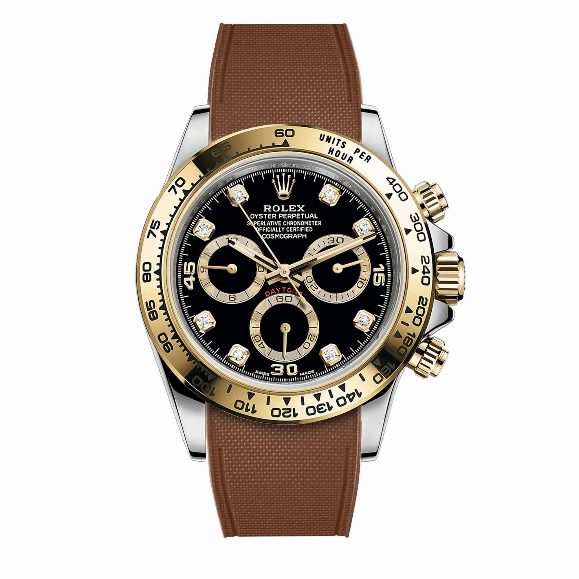 a??Rolex - R Strap Premium a?? Cordura pattern rubber watch band for Daytona & Oyster bracelet
