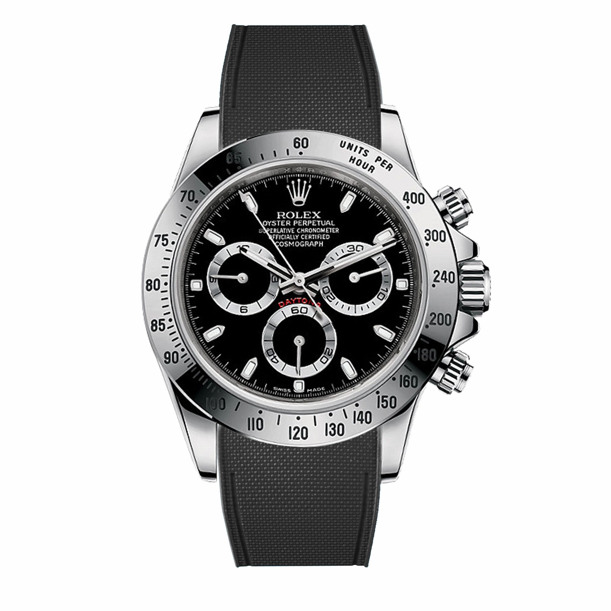 a??Rolex - R Strap Premium a?? Cordura pattern rubber watch band for Daytona & Oyster bracelet