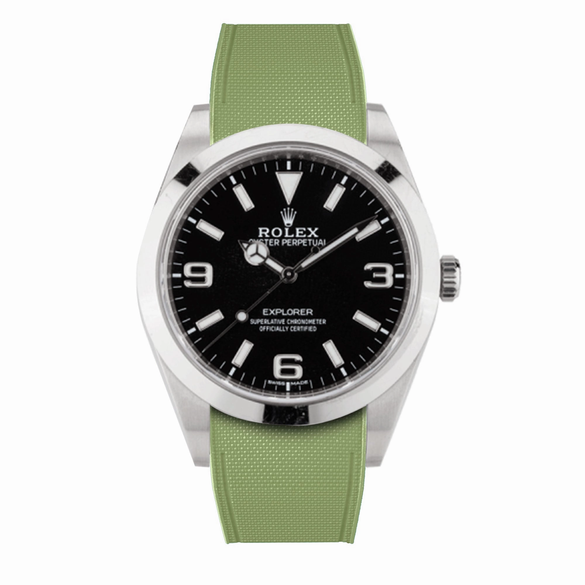 a??Rolex - R Strap Premium a?? Cordura pattern rubber watch band for Explorer I 39mm  ref. 214270& Oyster bracelet