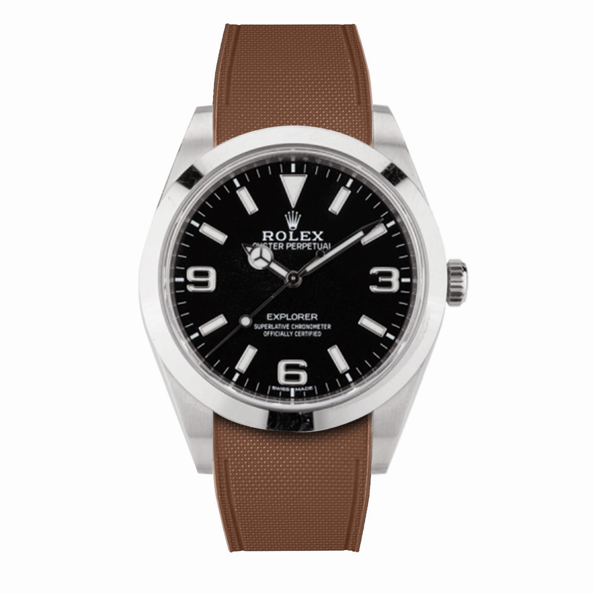 a??Rolex - R Strap Premium a?? Cordura pattern rubber watch band for Explorer I 39mm  ref. 214270& Oyster bracelet
