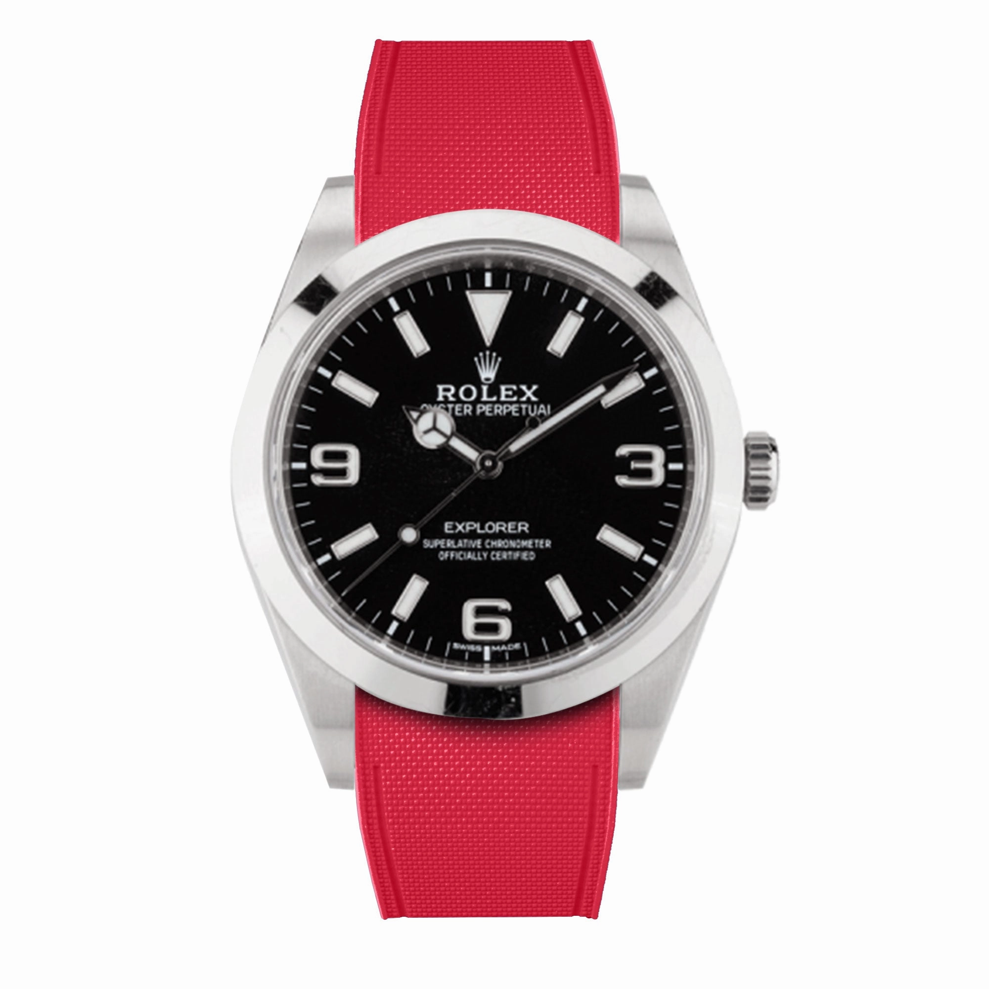 a??Rolex - R Strap Premium a?? Cordura pattern rubber watch band for Explorer I 39mm  ref. 214270& Oyster bracelet