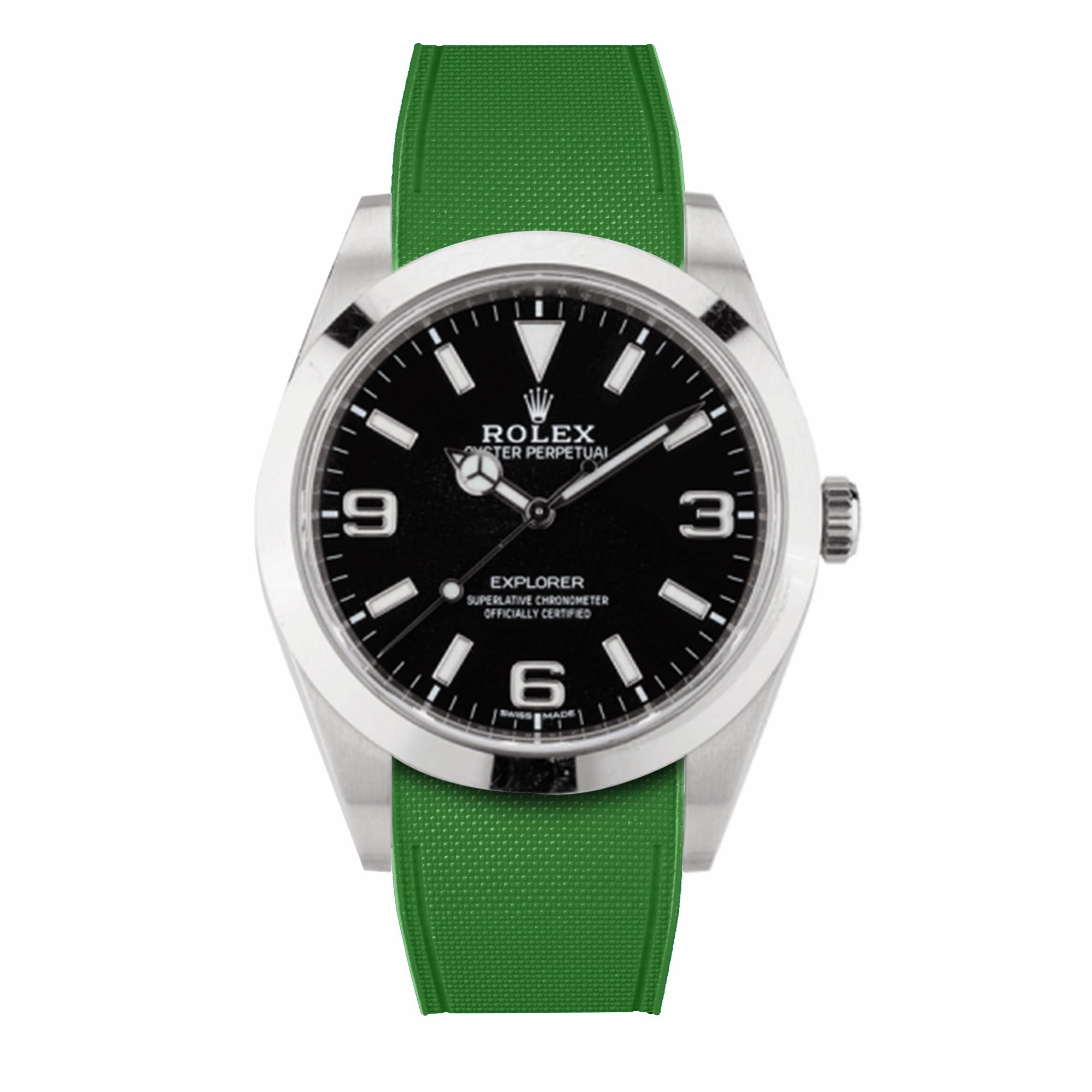a??Rolex - R Strap Premium a?? Cordura pattern rubber watch band for Explorer I 39mm  ref. 214270& Oyster bracelet