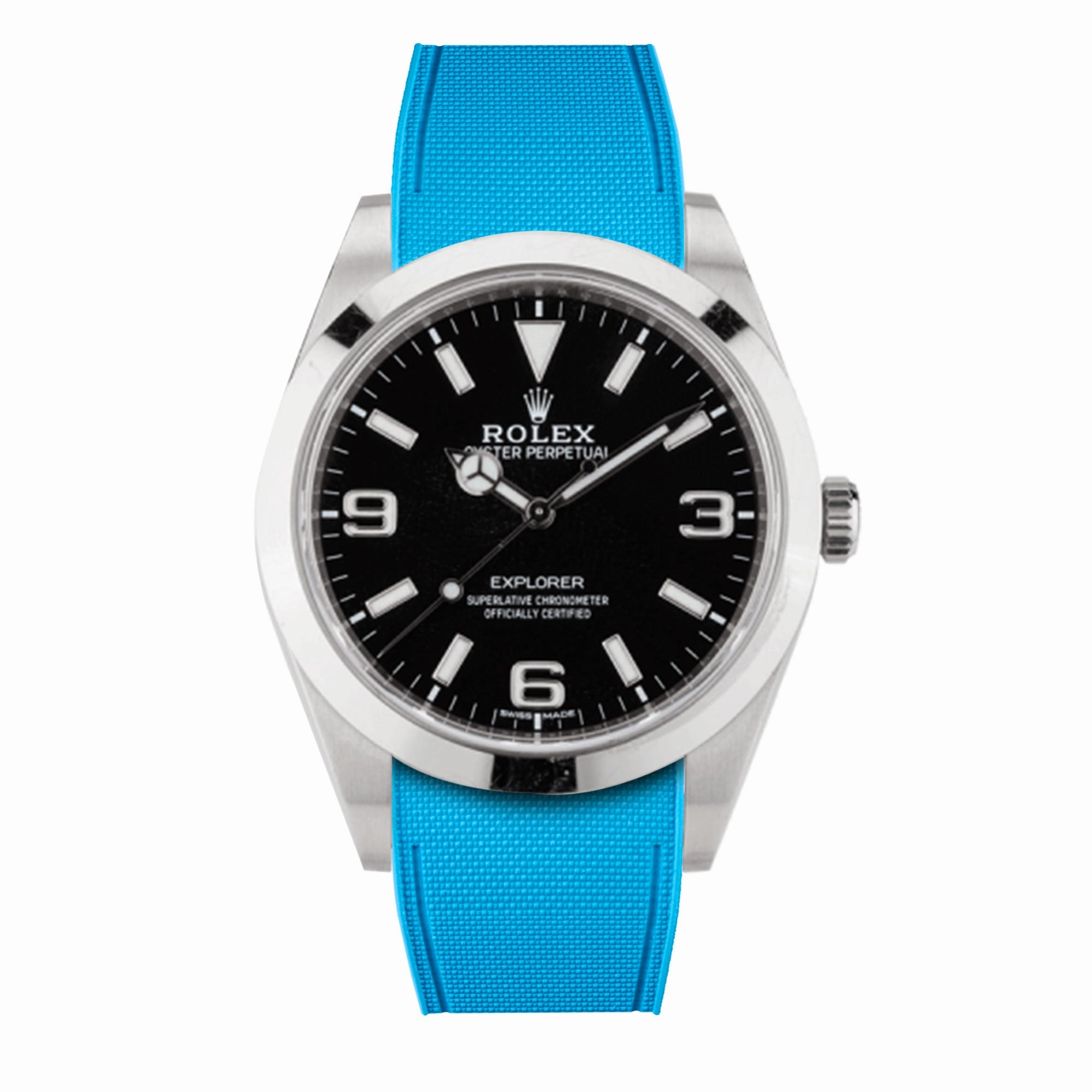 a??Rolex - R Strap Premium a?? Cordura pattern rubber watch band for Explorer I 39mm  ref. 214270& Oyster bracelet