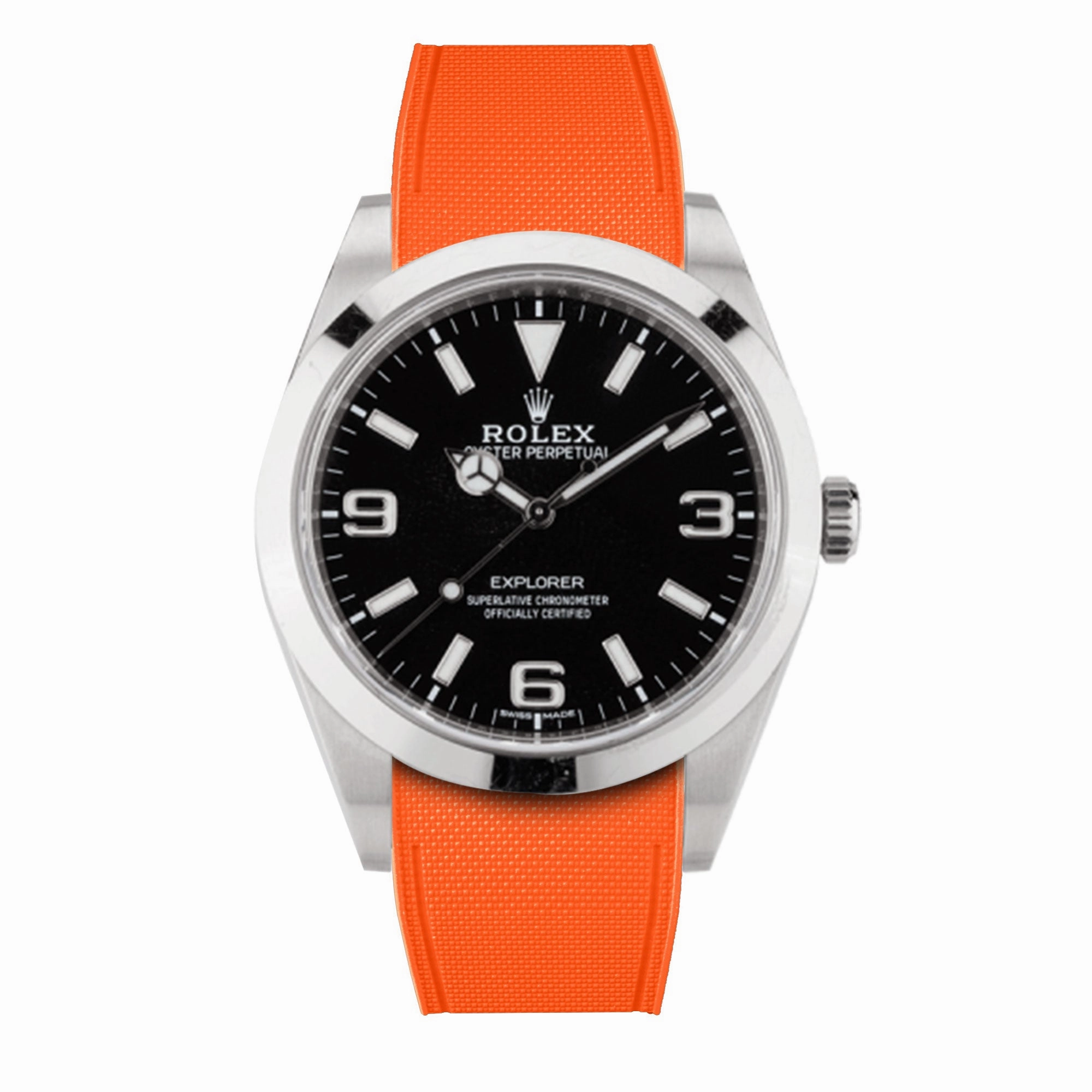 a??Rolex - R Strap Premium a?? Cordura pattern rubber watch band for Explorer I 39mm  ref. 214270& Oyster bracelet
