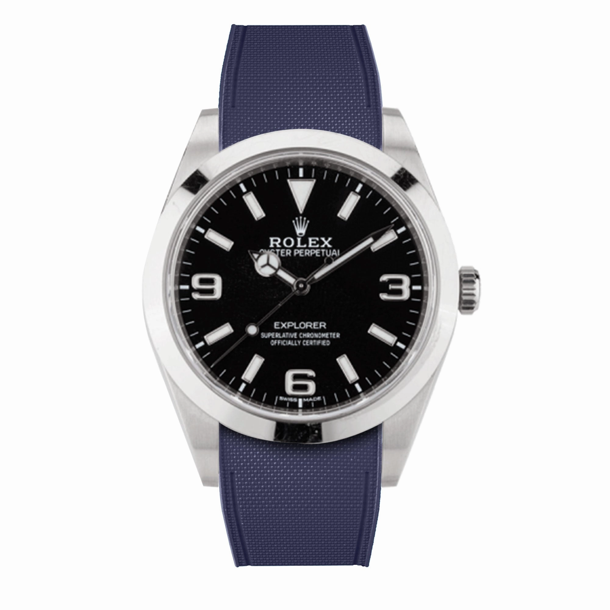 a??Rolex - R Strap Premium a?? Cordura pattern rubber watch band for Explorer I 39mm  ref. 214270& Oyster bracelet