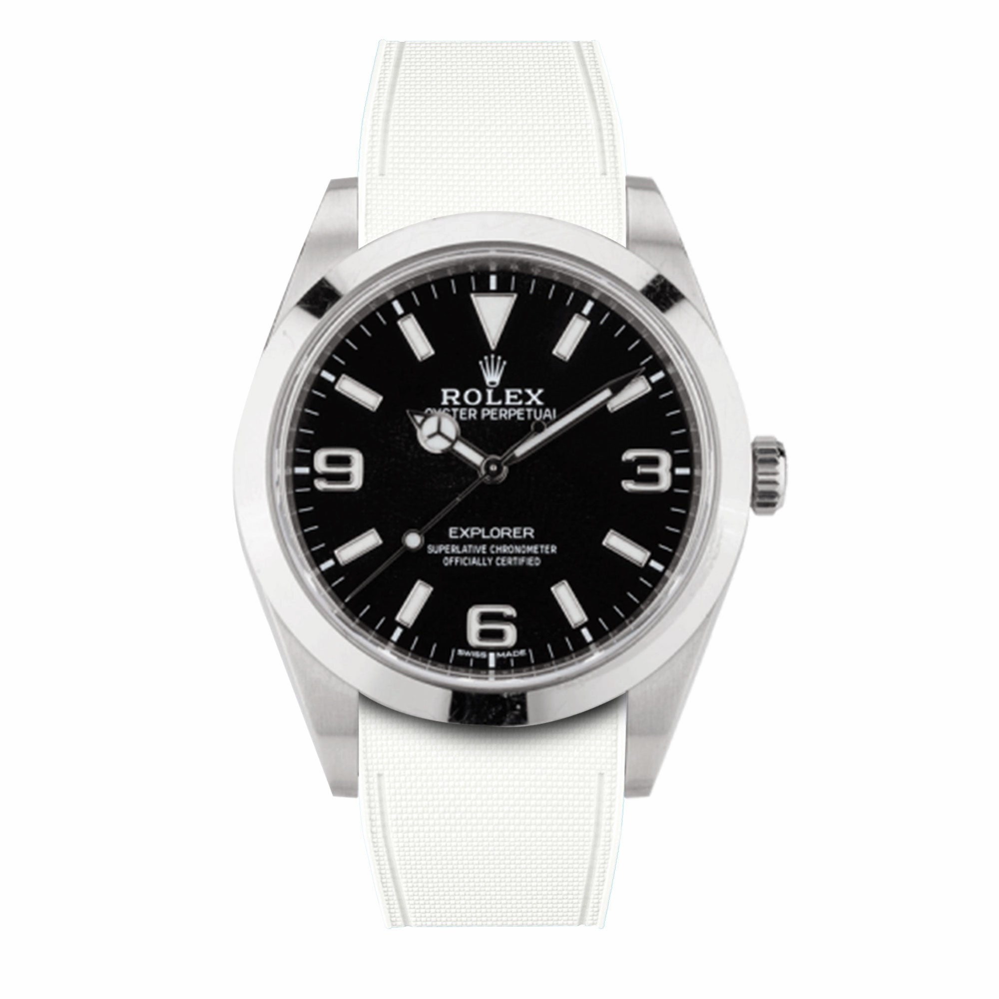 a??Rolex - R Strap Premium a?? Cordura pattern rubber watch band for Explorer I 39mm  ref. 214270& Oyster bracelet