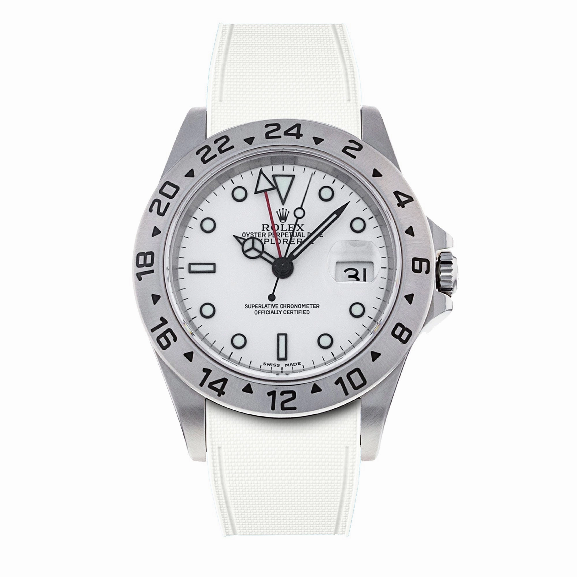 a??Rolex - R Strap Premium a?? Cordura pattern rubber watch band for Explorer II 40mm (16570) & Oyster bracelet