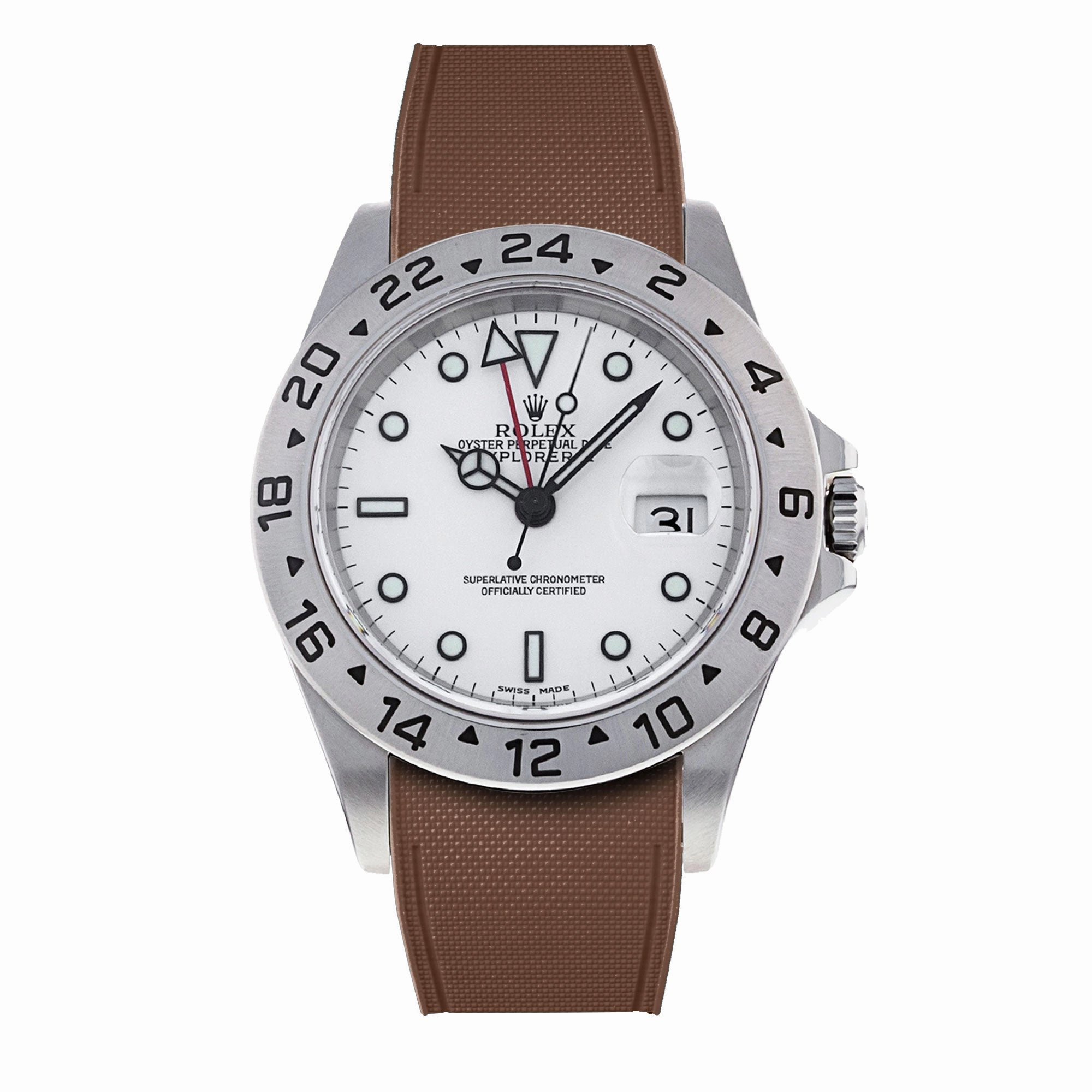 a??Rolex - R Strap Premium a?? Cordura pattern rubber watch band for Explorer II 40mm (16570) & Oyster bracelet