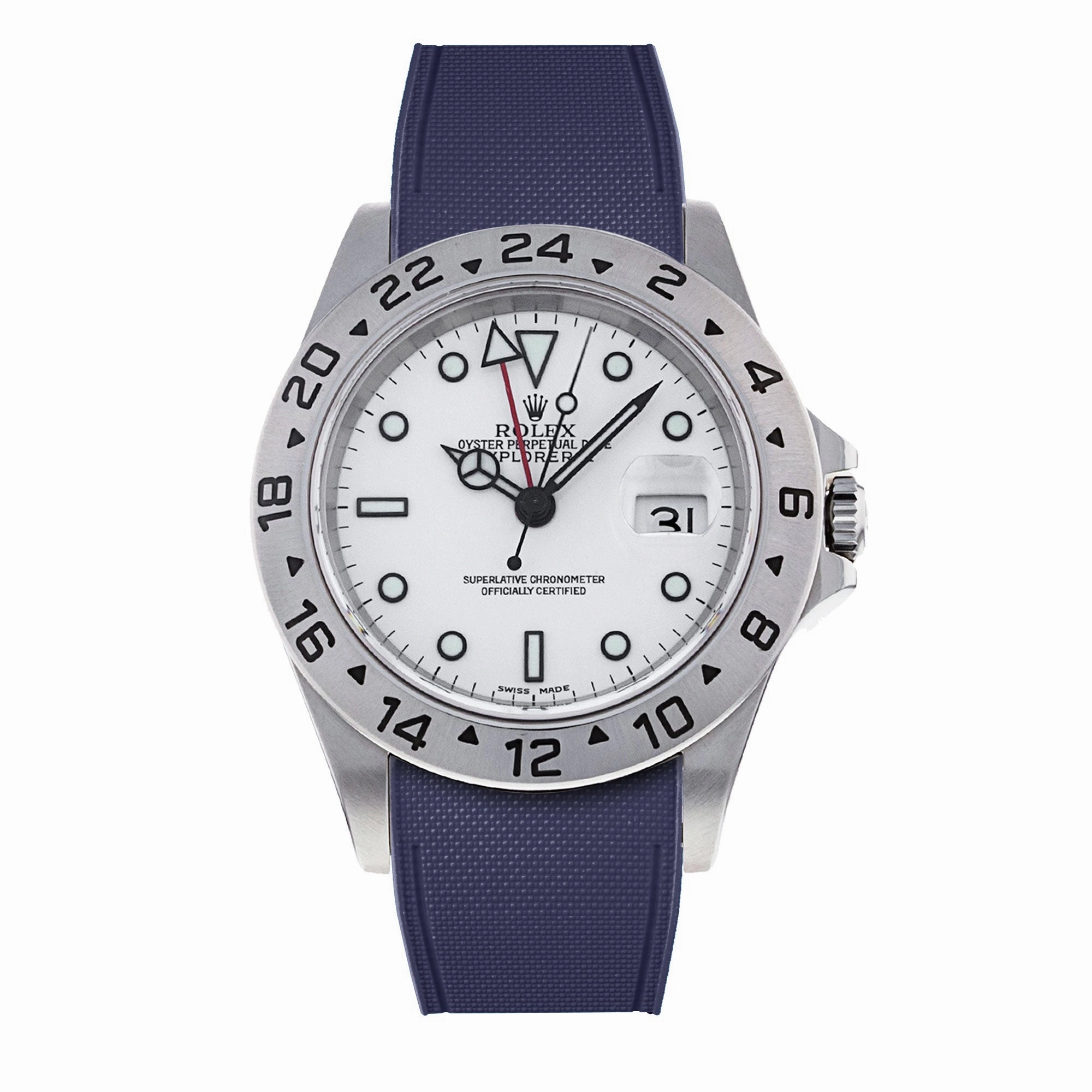a??Rolex - R Strap Premium a?? Cordura pattern rubber watch band for Explorer II 40mm (16570) & Oyster bracelet