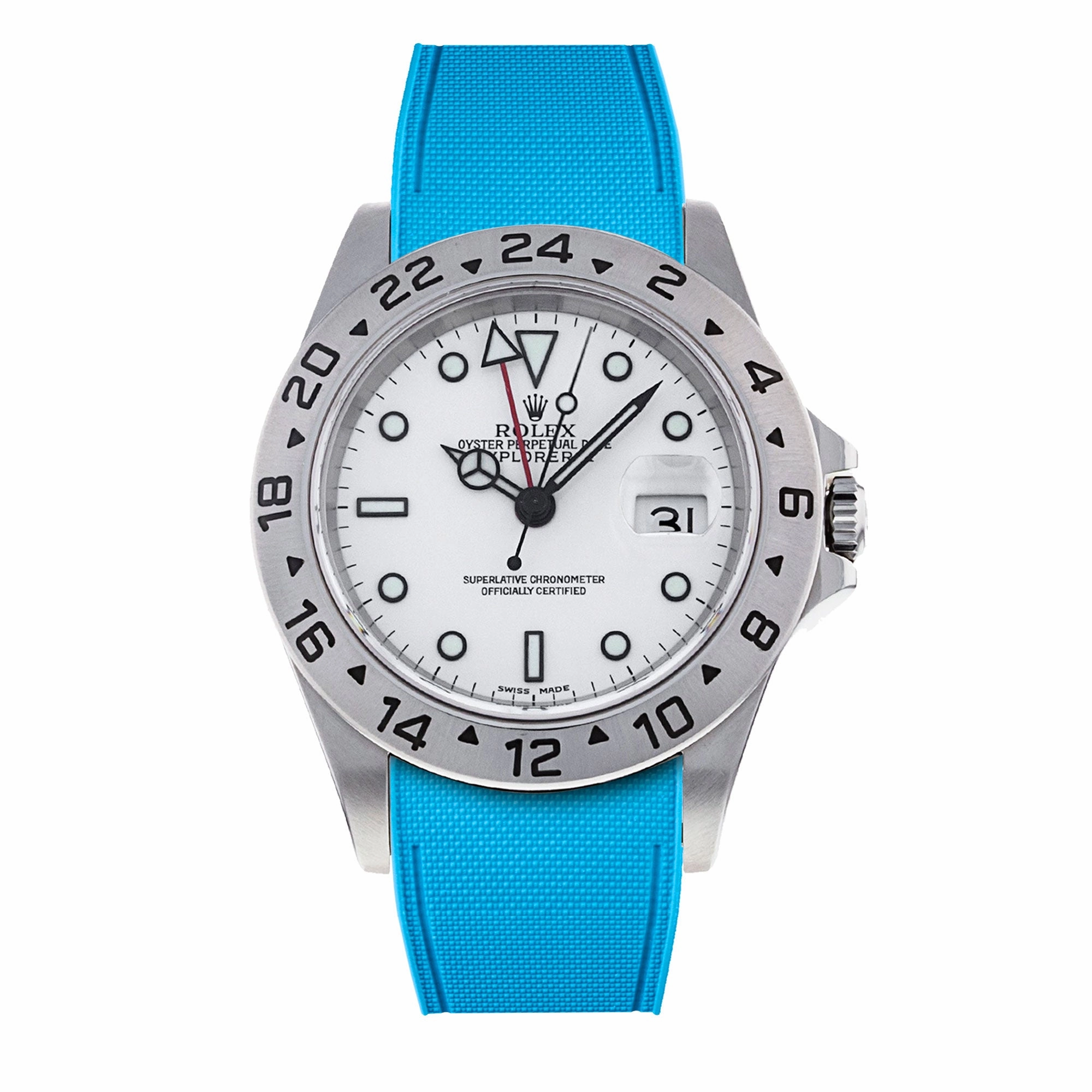 a??Rolex - R Strap Premium a?? Cordura pattern rubber watch band for Explorer II 40mm (16570) & Oyster bracelet