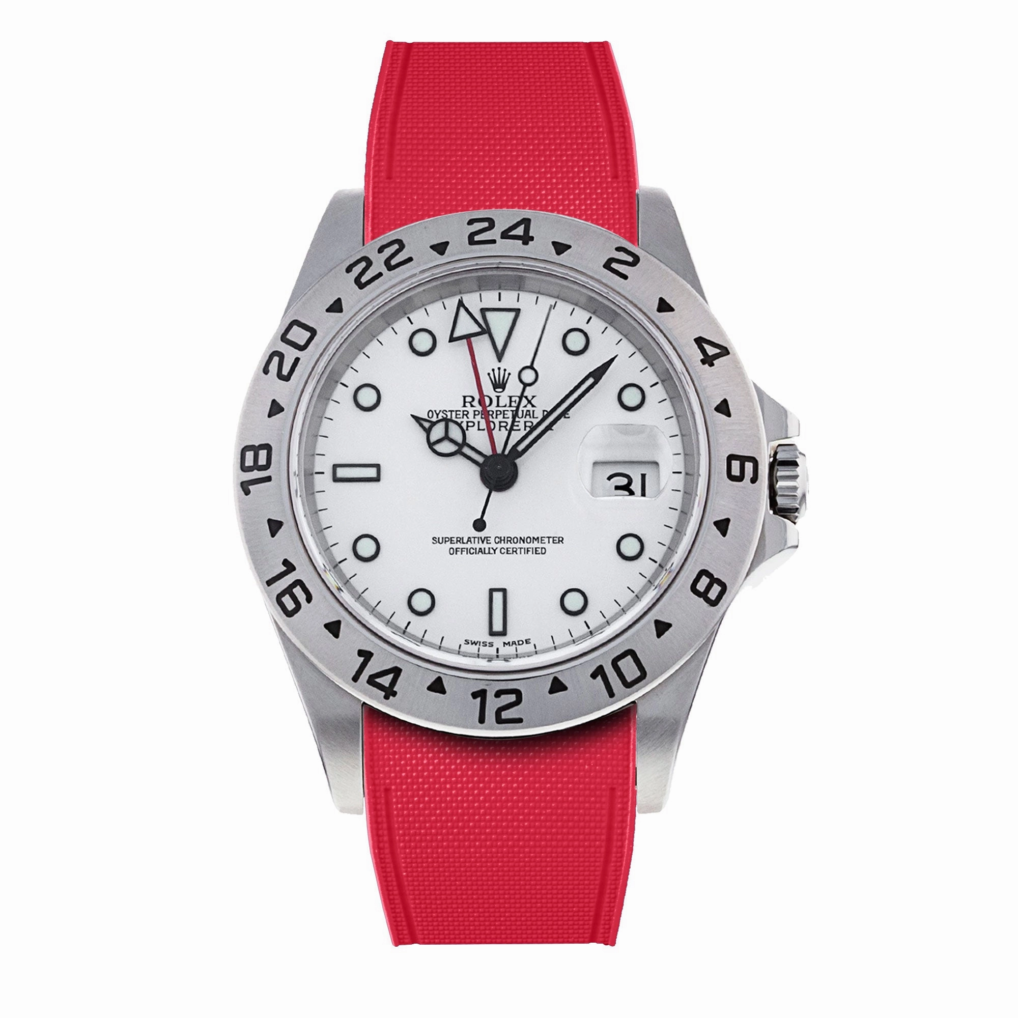 a??Rolex - R Strap Premium a?? Cordura pattern rubber watch band for Explorer II 40mm (16570) & Oyster bracelet