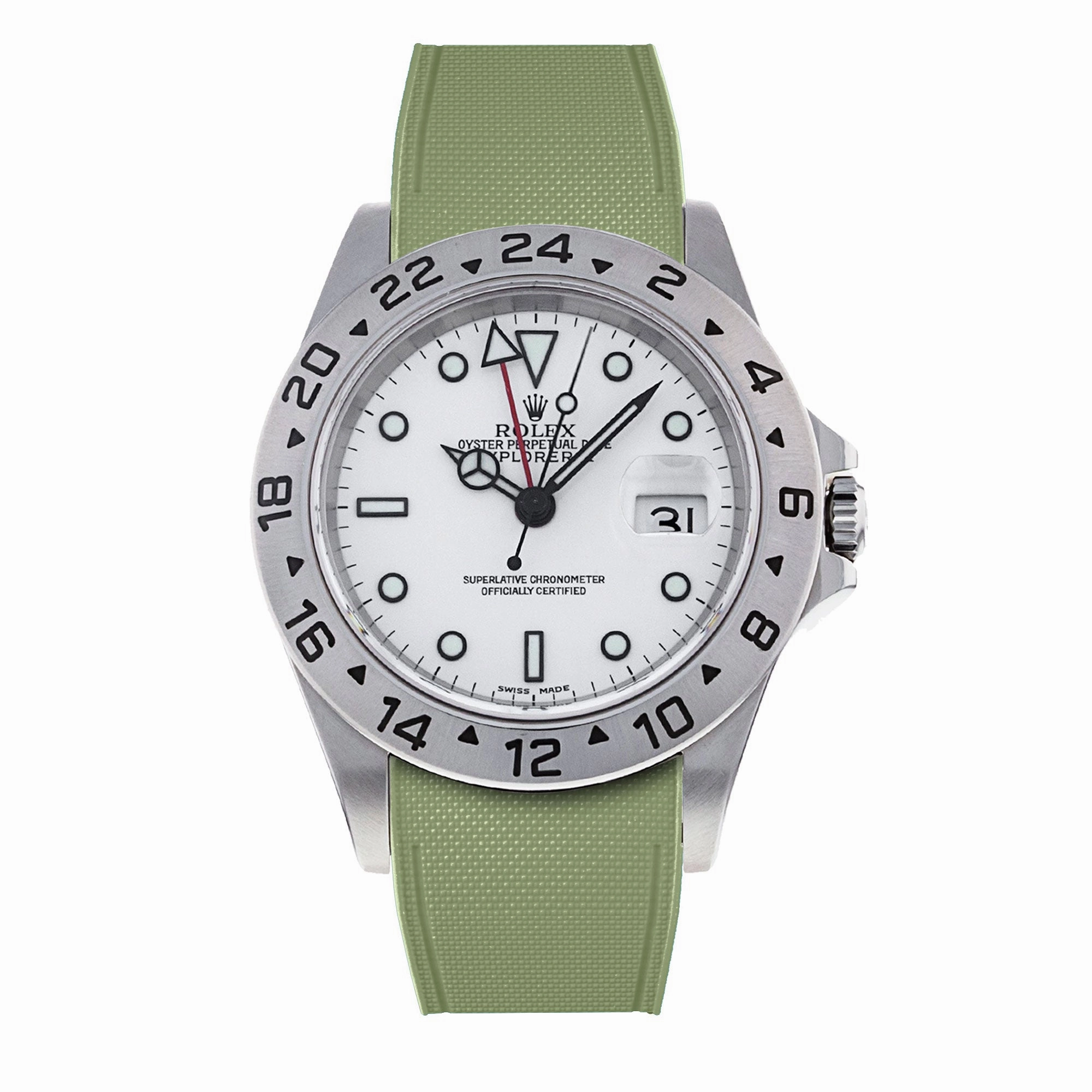 a??Rolex - R Strap Premium a?? Cordura pattern rubber watch band for Explorer II 40mm (16570) & Oyster bracelet