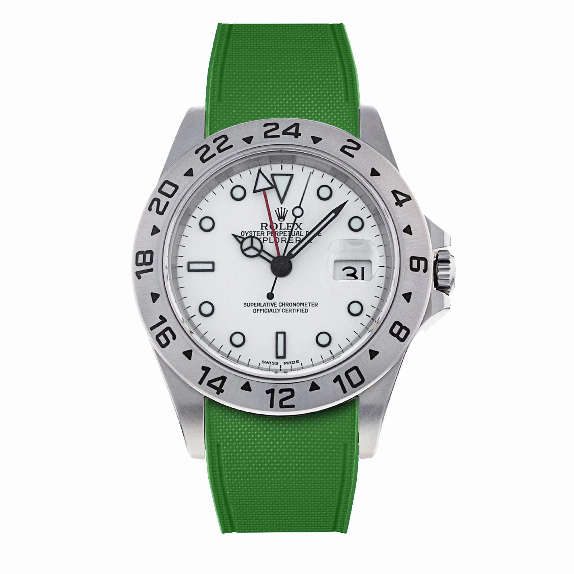 a??Rolex - R Strap Premium a?? Cordura pattern rubber watch band for Explorer II 40mm (16570) & Oyster bracelet