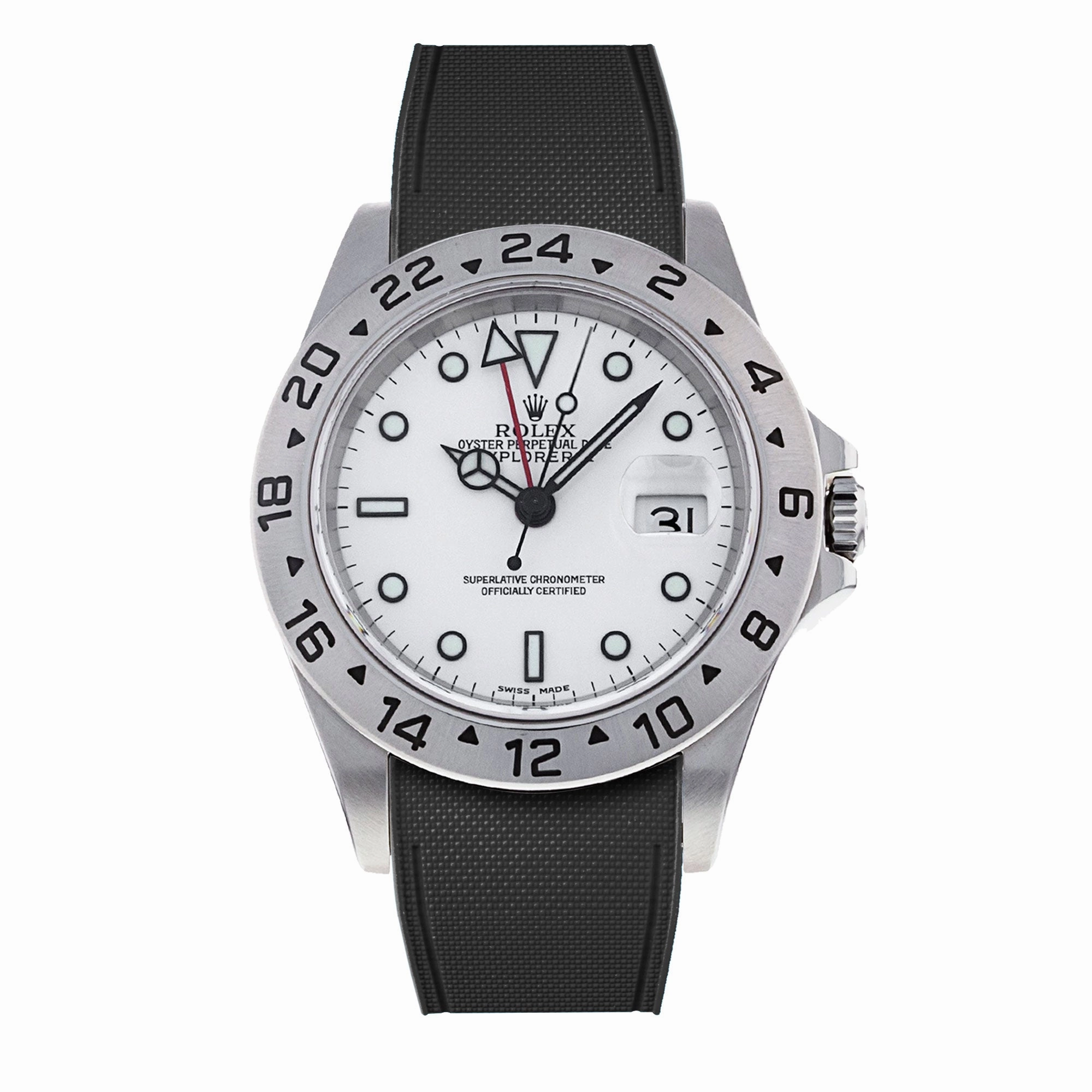 a??Rolex - R Strap Premium a?? Cordura pattern rubber watch band for Explorer II 40mm (16570) & Oyster bracelet