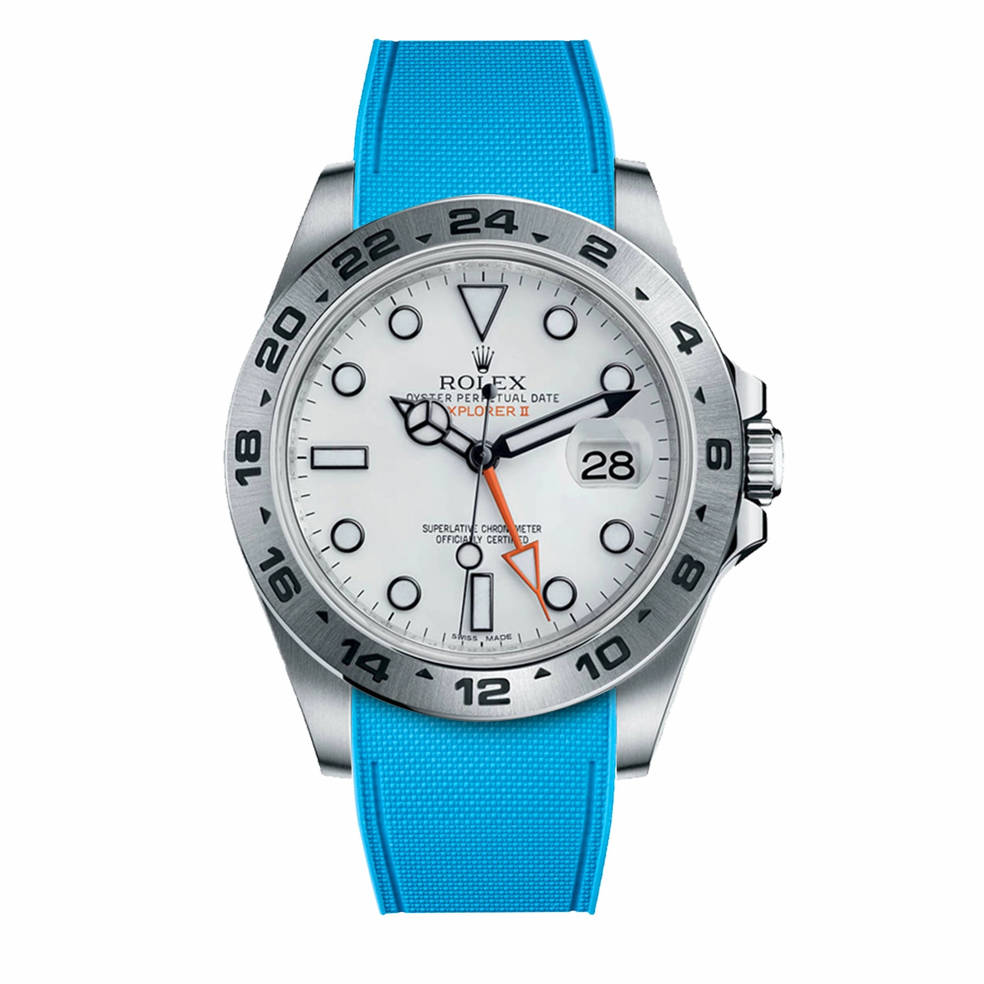 a??Rolex - R Strap Premium a?? Cordura pattern rubber watch band for Explorer II 42mm (216570) & Oyster bracelet