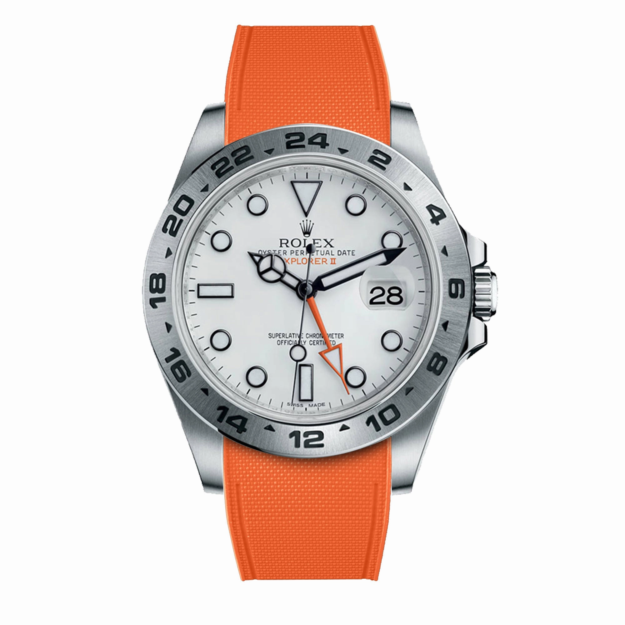 a??Rolex - R Strap Premium a?? Cordura pattern rubber watch band for Explorer II 42mm (216570) & Oyster bracelet