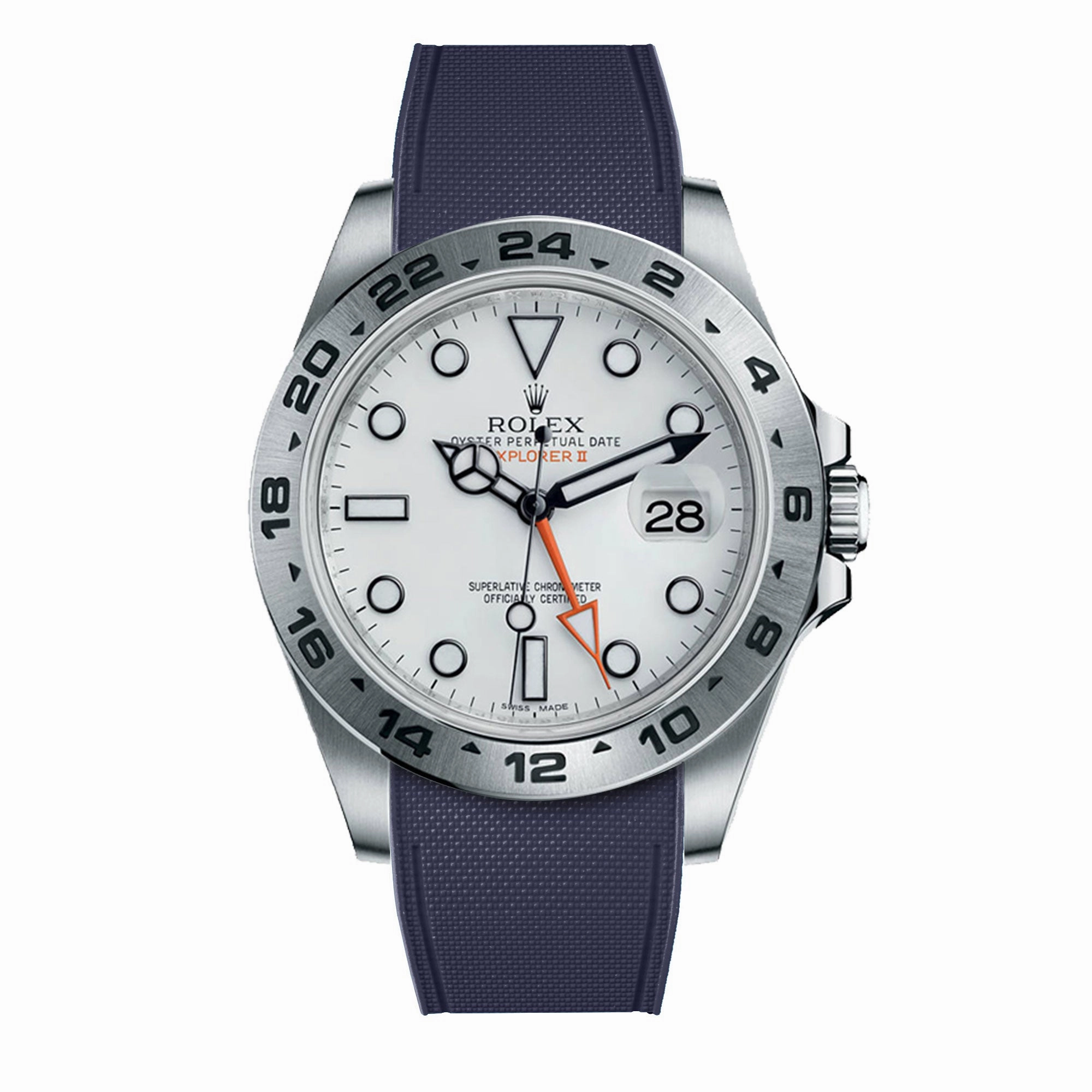 a??Rolex - R Strap Premium a?? Cordura pattern rubber watch band for Explorer II 42mm (216570) & Oyster bracelet