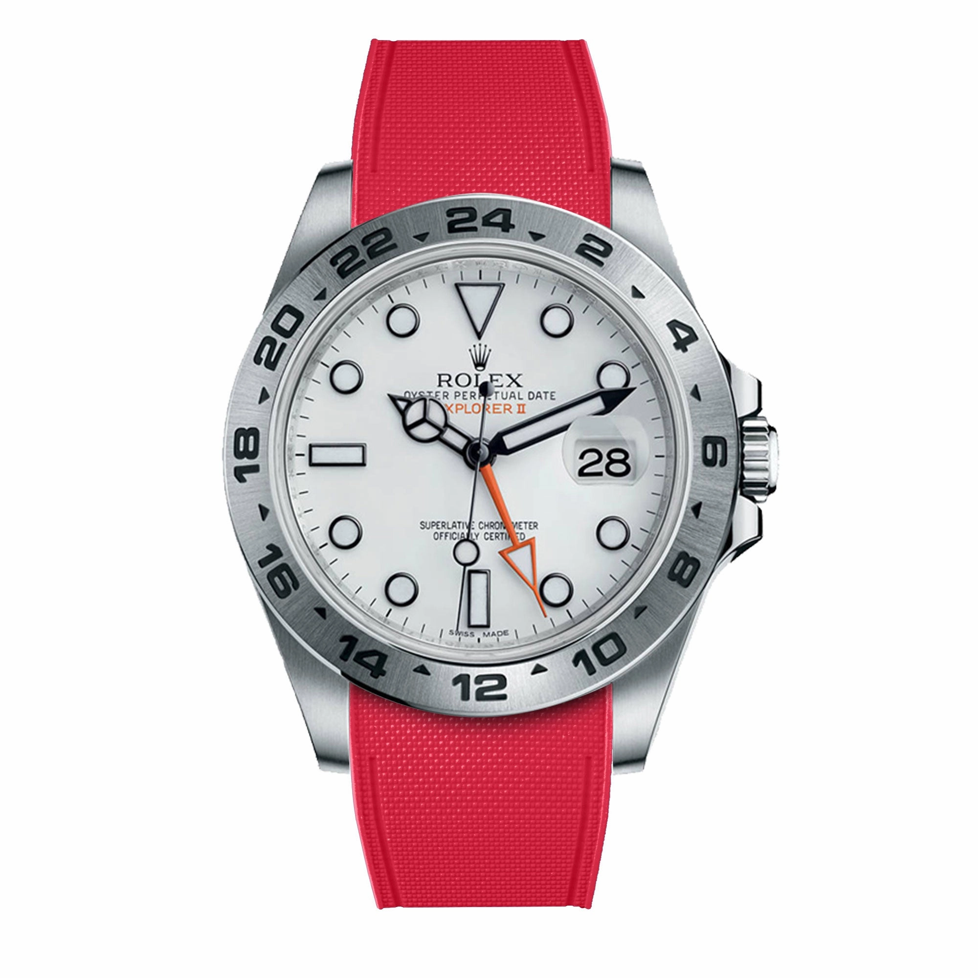 a??Rolex - R Strap Premium a?? Cordura pattern rubber watch band for Explorer II 42mm (216570) & Oyster bracelet