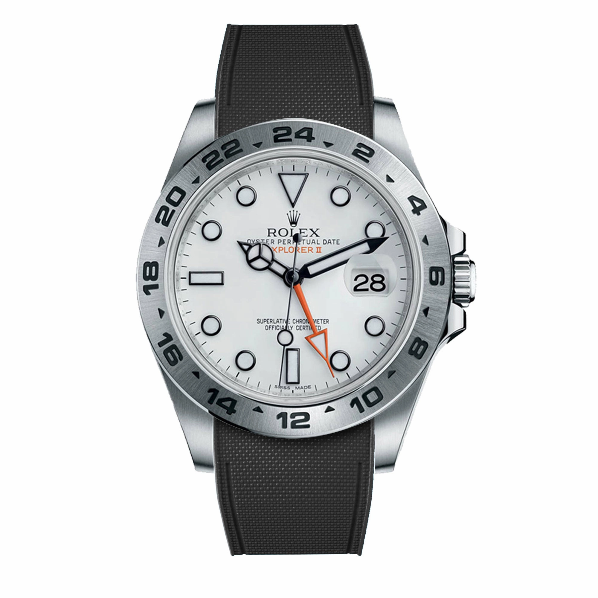 a??Rolex - R Strap Premium a?? Cordura pattern rubber watch band for Explorer II 42mm (216570) & Oyster bracelet