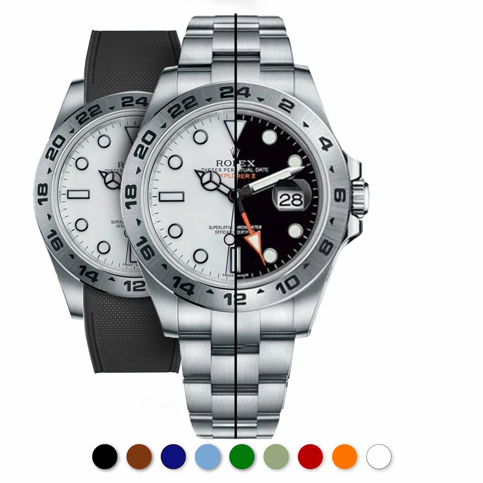 a??Rolex - R Strap Premium a?? Cordura pattern rubber watch band for Explorer II 42mm (216570) & Oyster bracelet Luxury watch bands Limited edition watch bands