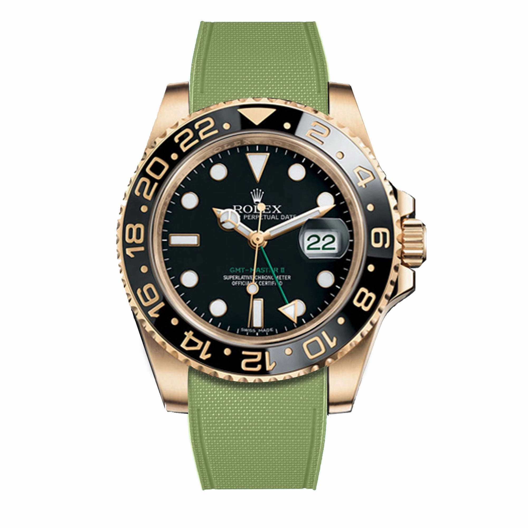 a??Rolex - R Strap Premium a?? Cordura pattern rubber watch band for GMT Master II ceramic & Jubilee strap