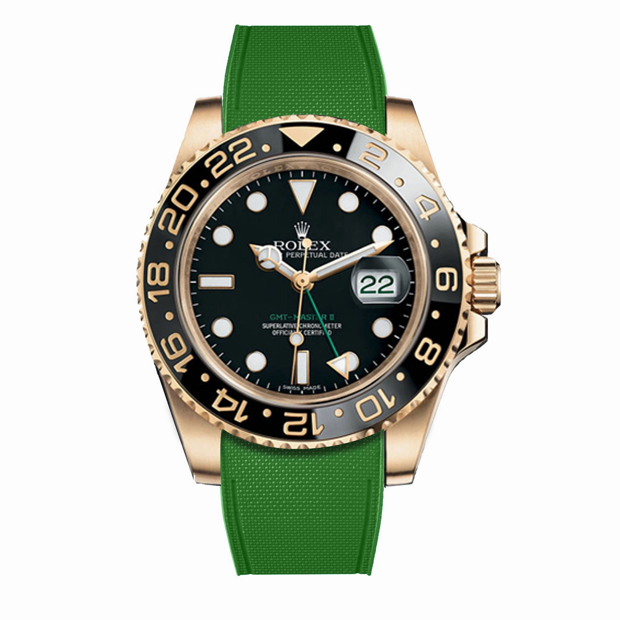 a??Rolex - R Strap Premium a?? Cordura pattern rubber watch band for GMT Master II ceramic & Jubilee strap