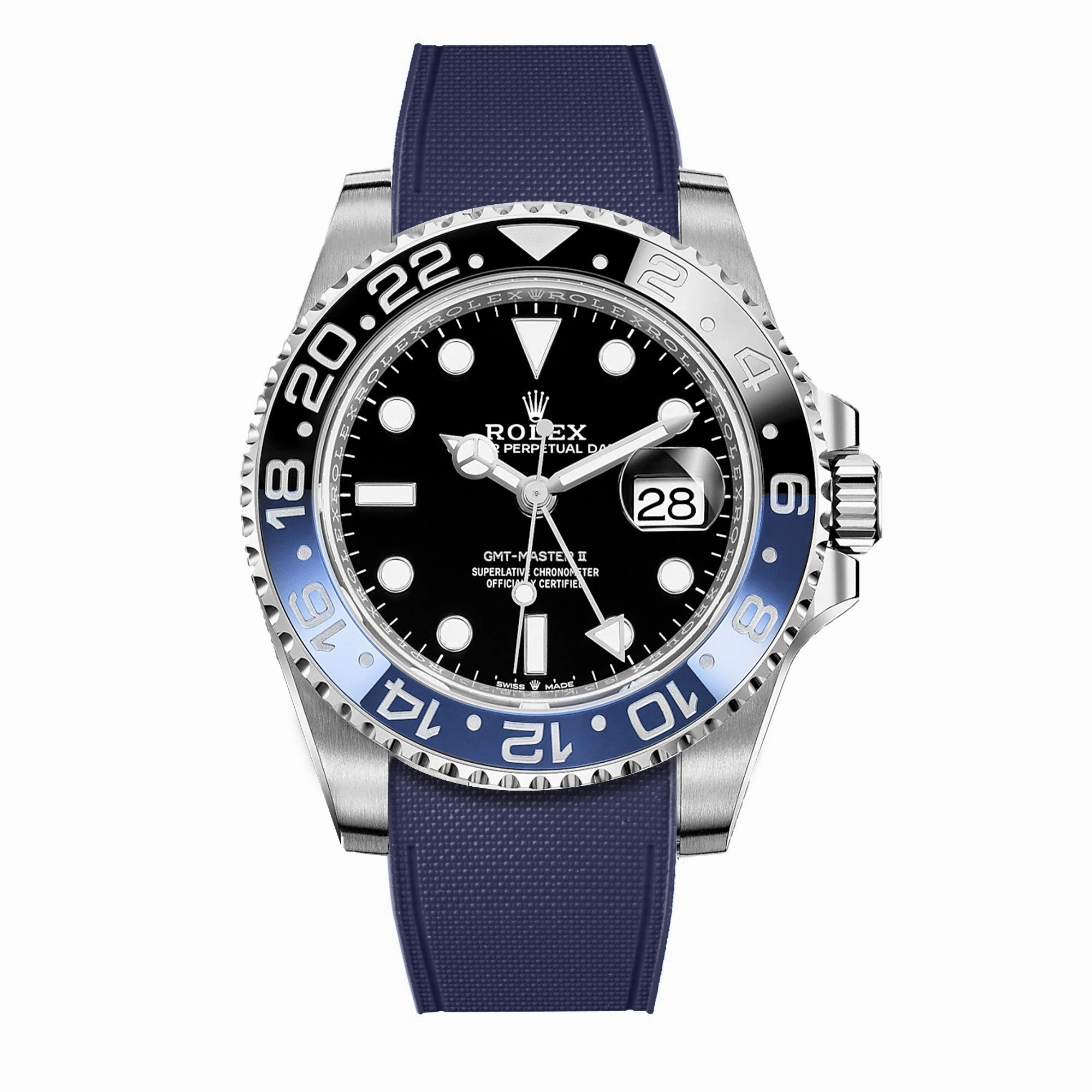 a??Rolex - R Strap Premium a?? Cordura pattern rubber watch band for GMT Master II ceramic & Jubilee strap