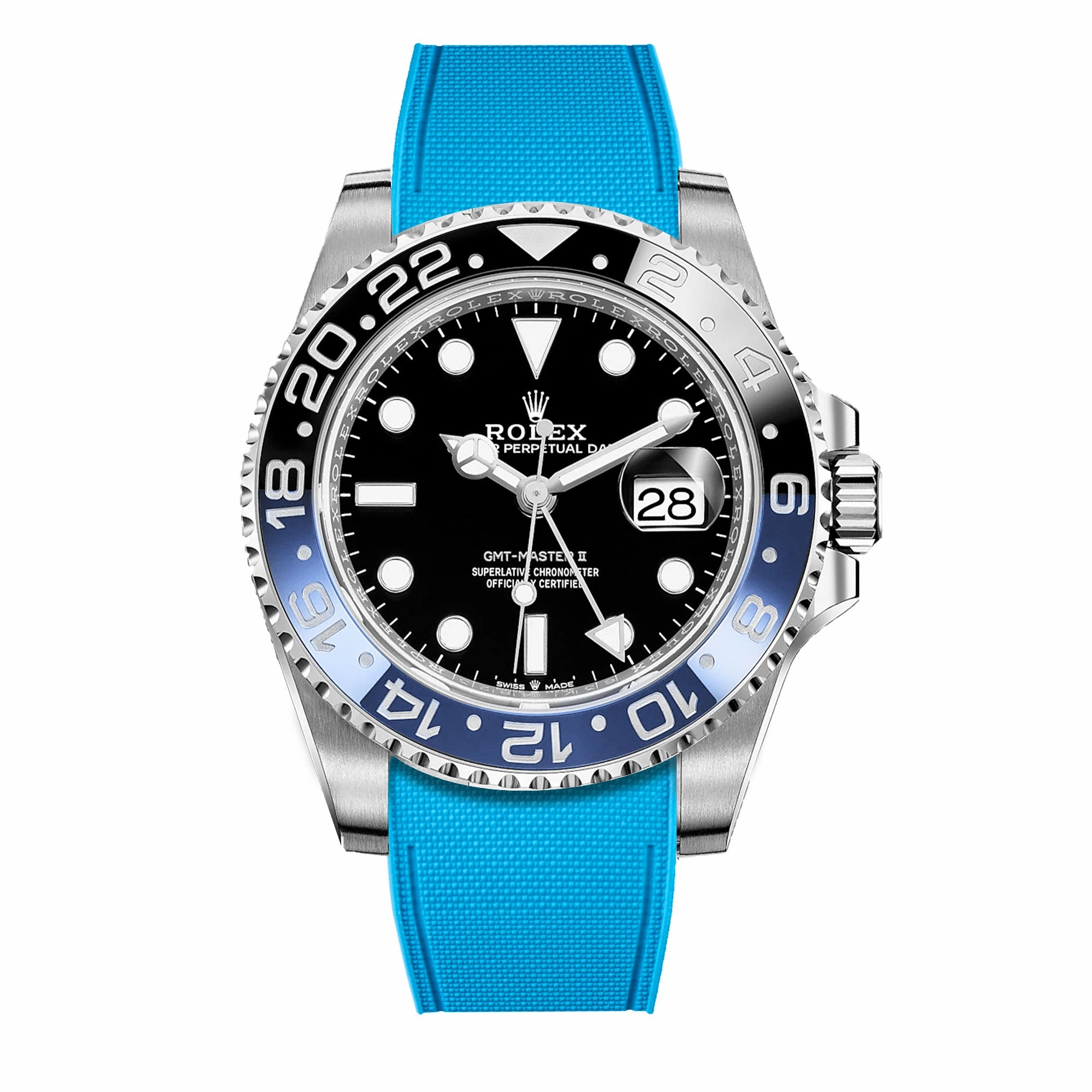 a??Rolex - R Strap Premium a?? Cordura pattern rubber watch band for GMT Master II ceramic & Jubilee strap