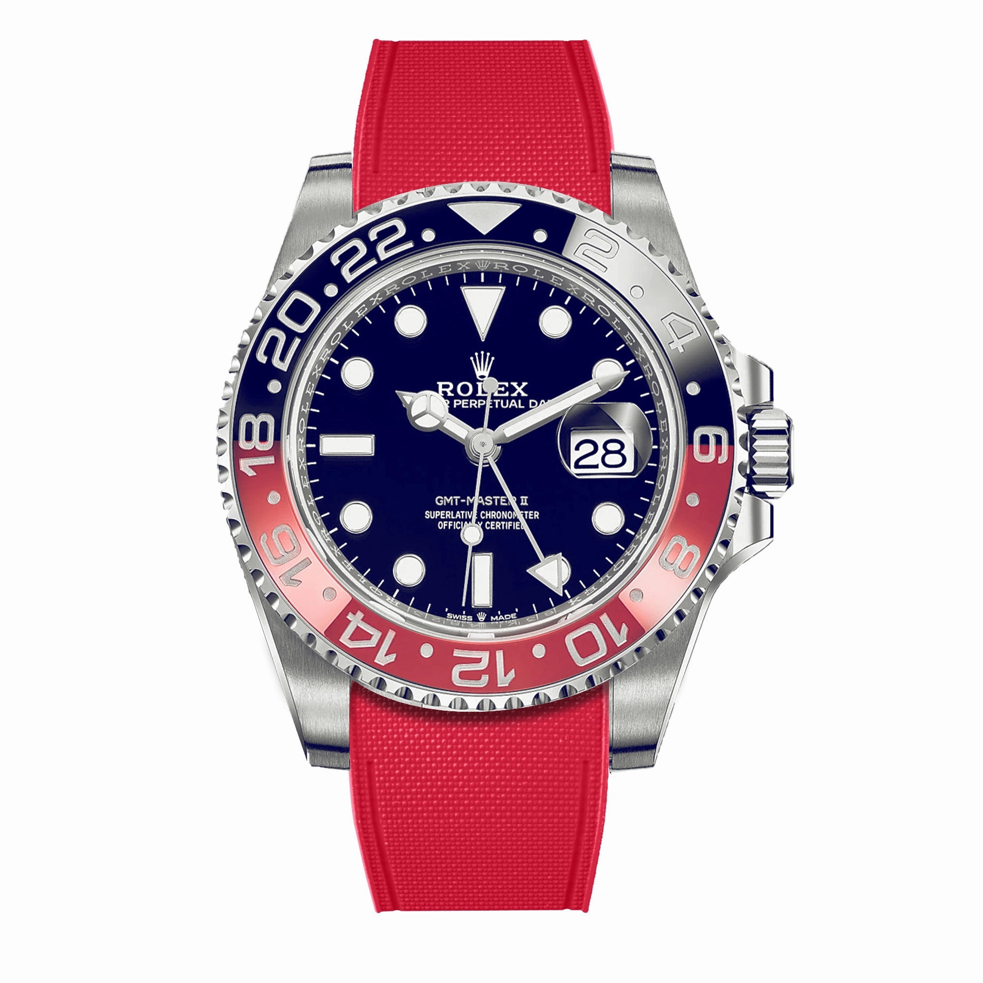 a??Rolex - R Strap Premium a?? Cordura pattern rubber watch band for GMT Master II ceramic & Jubilee strap