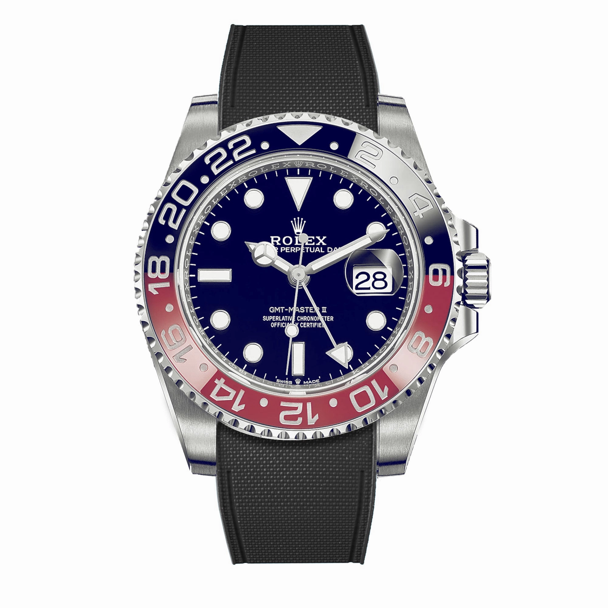 a??Rolex - R Strap Premium a?? Cordura pattern rubber watch band for GMT Master II ceramic & Jubilee strap