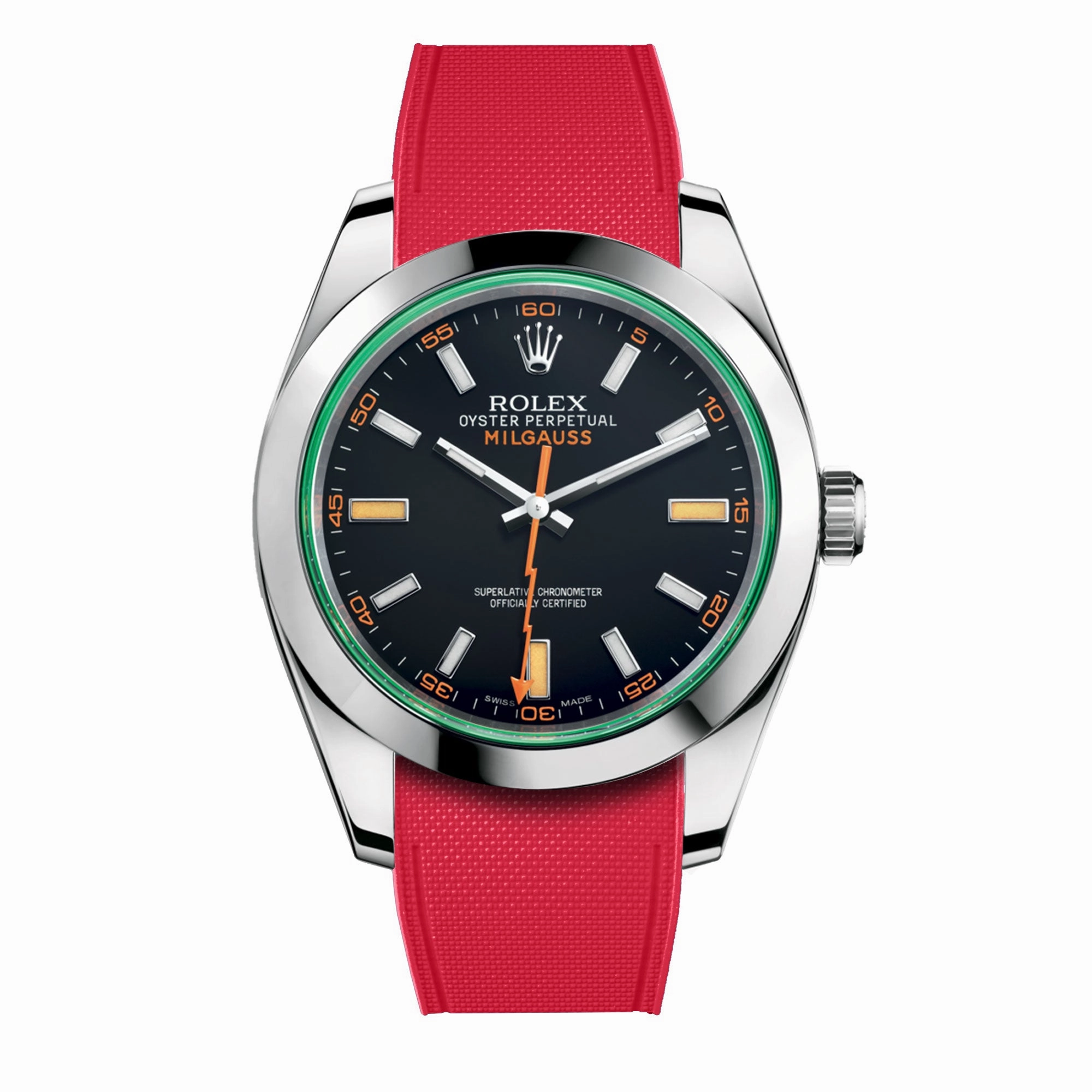 a??Rolex - R Strap Premium a?? Cordura pattern rubber watch band for Milgauss 40mm & Oyster bracelet