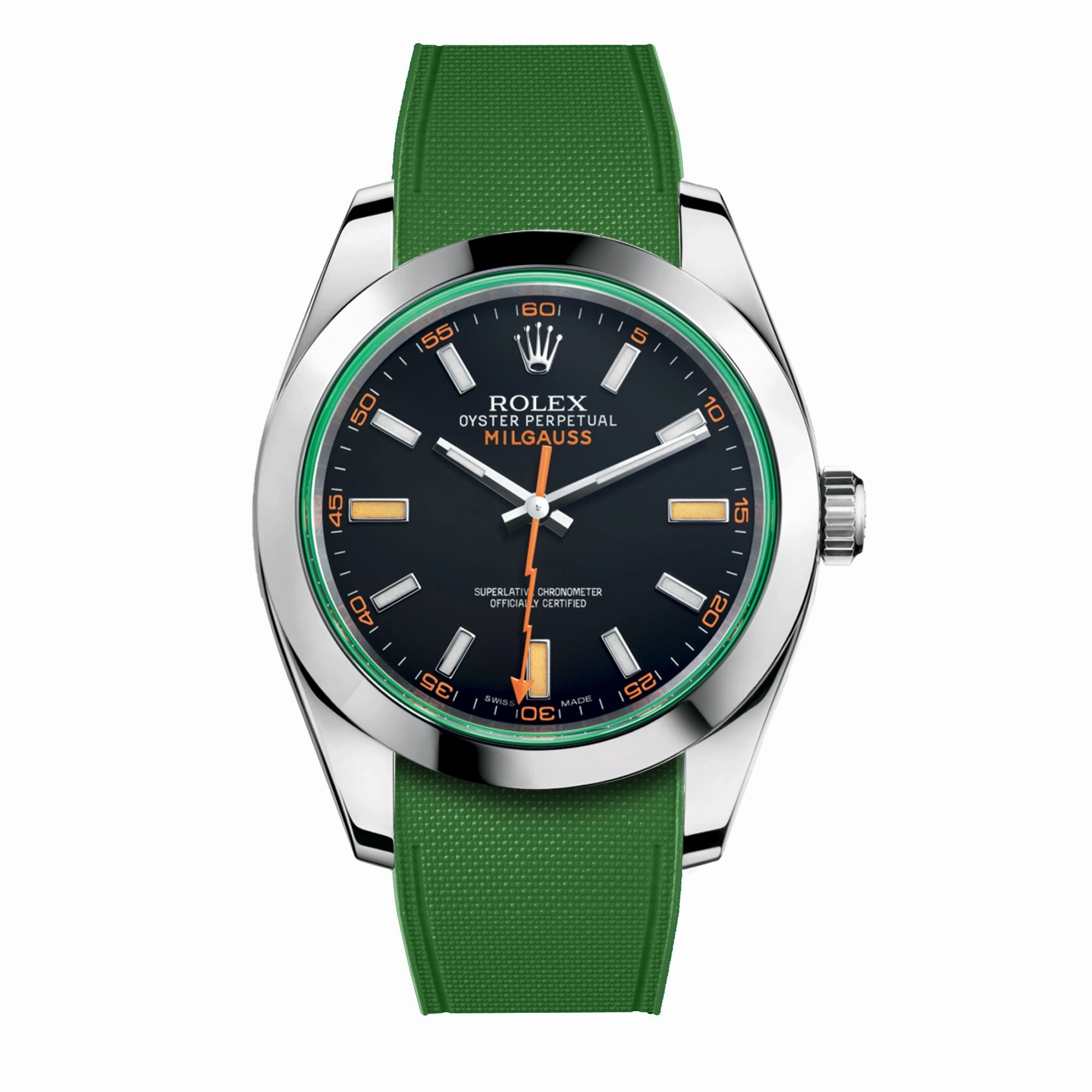 a??Rolex - R Strap Premium a?? Cordura pattern rubber watch band for Milgauss 40mm & Oyster bracelet