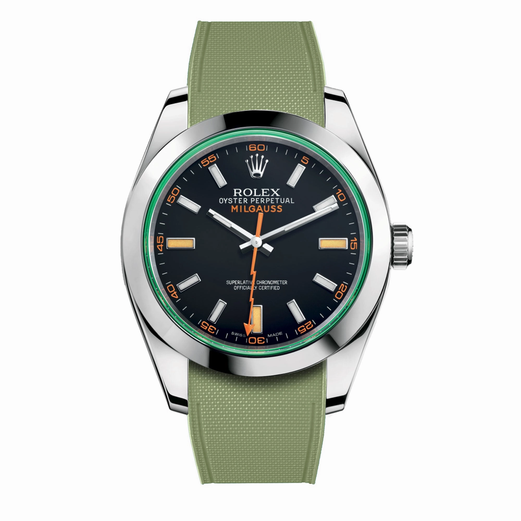 a??Rolex - R Strap Premium a?? Cordura pattern rubber watch band for Milgauss 40mm & Oyster bracelet