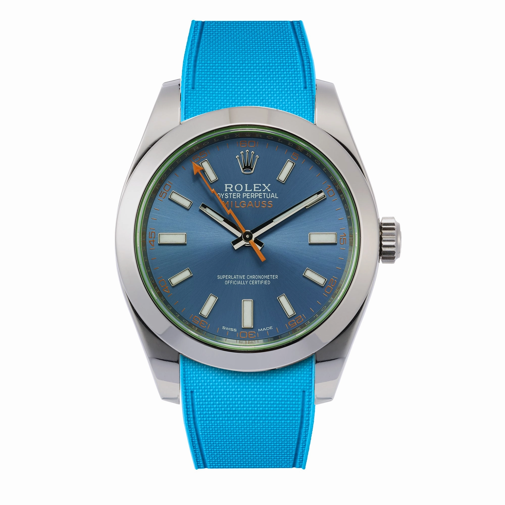 a??Rolex - R Strap Premium a?? Cordura pattern rubber watch band for Milgauss 40mm & Oyster bracelet