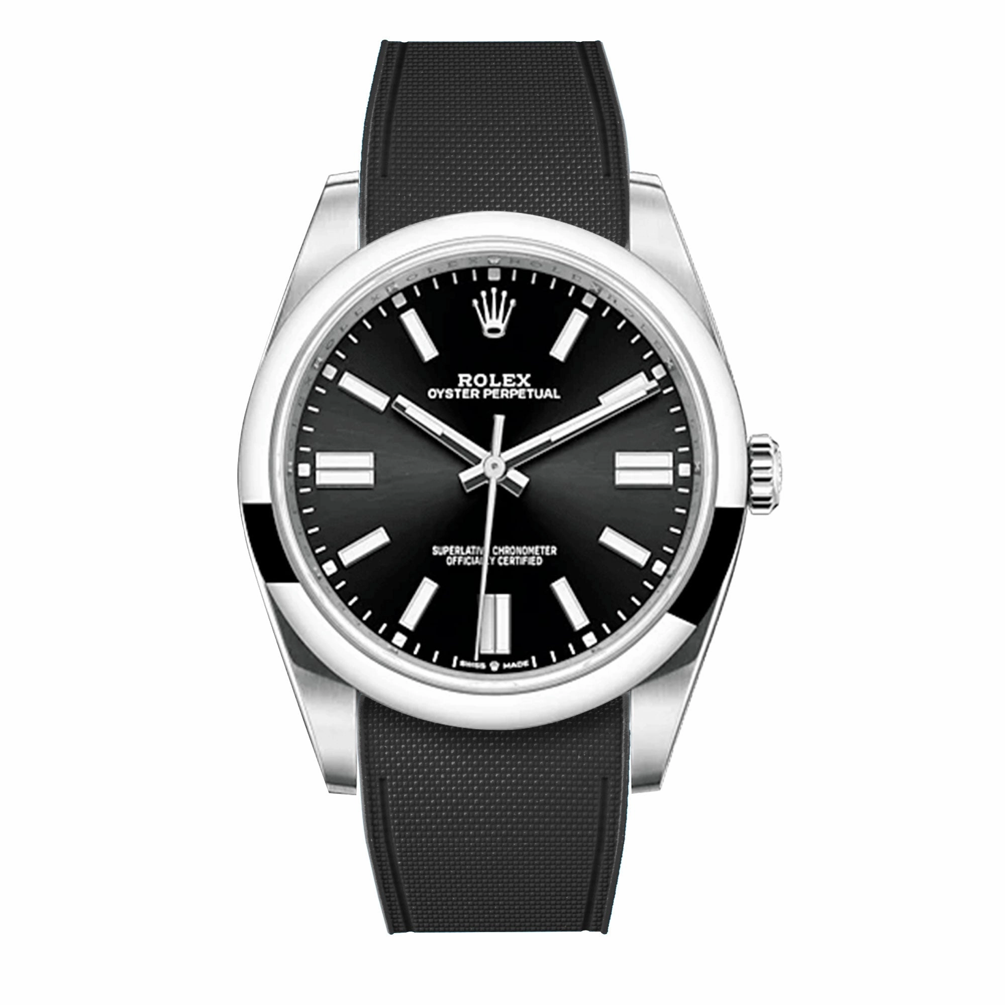 a??Rolex - R Strap Premium a?? Cordura pattern rubber watch band for Oyster Perpetual 41mm
