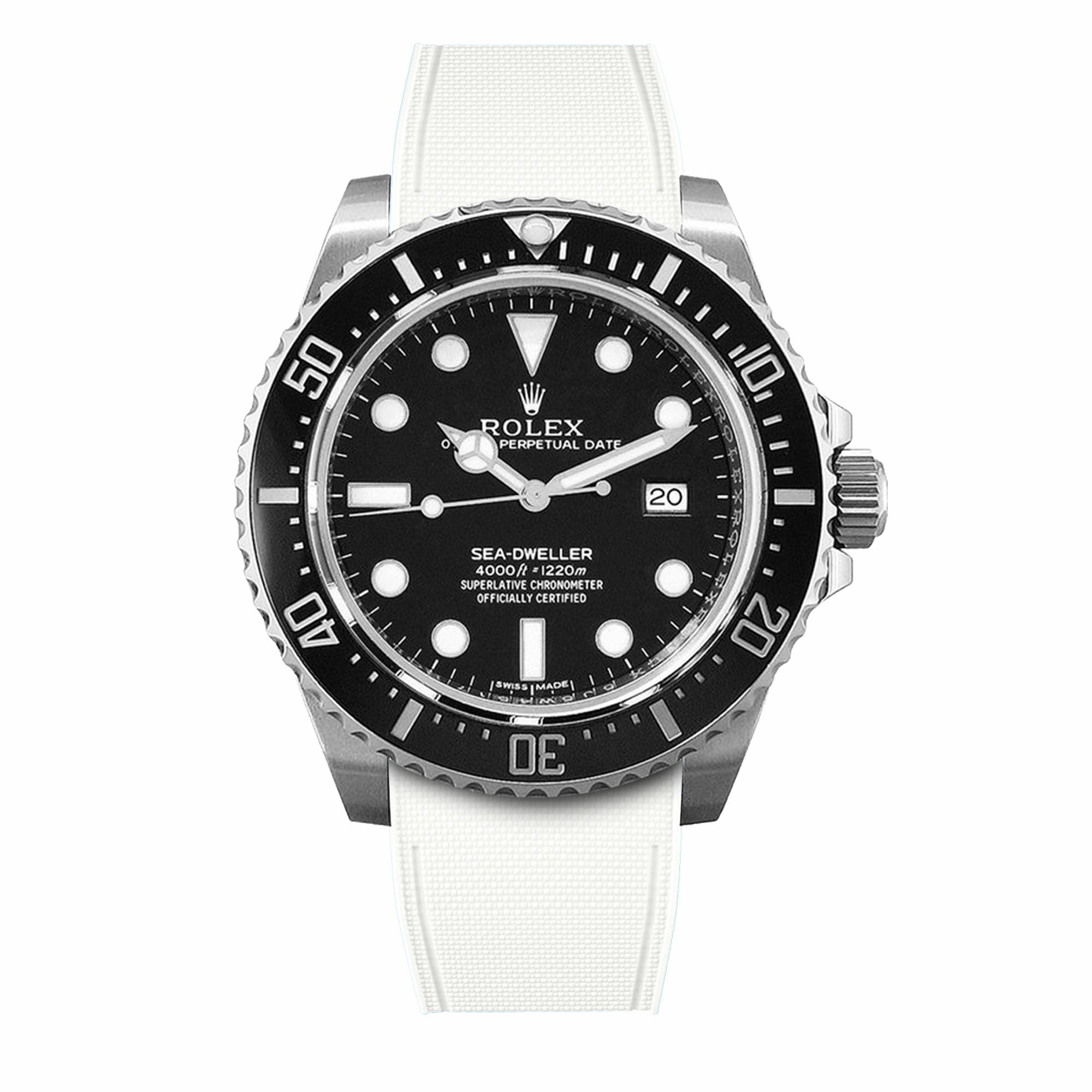 a??Rolex - R Strap Premium a?? Cordura pattern rubber watch band for Sea Dweller 4000, 40mm ceramic 116600 & Glidelock clasp.