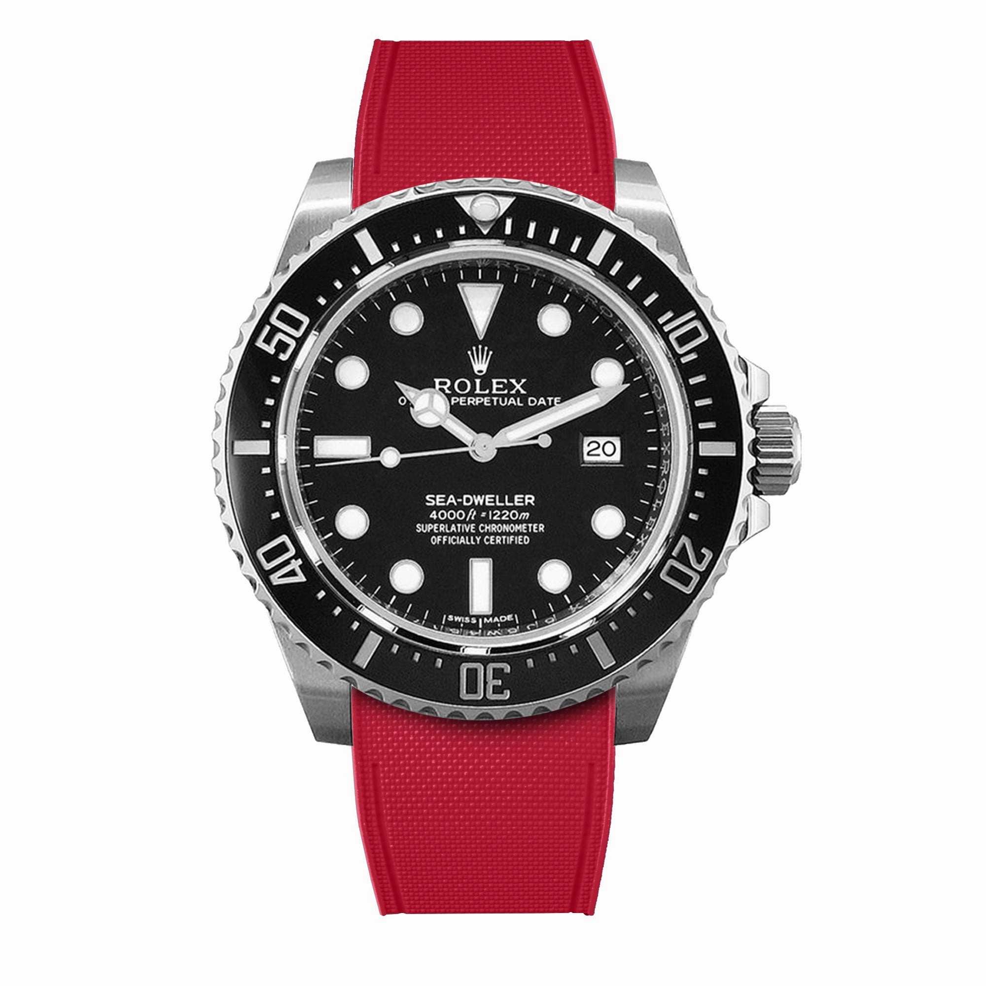 a??Rolex - R Strap Premium a?? Cordura pattern rubber watch band for Sea Dweller 4000, 40mm ceramic 116600 & Glidelock clasp.