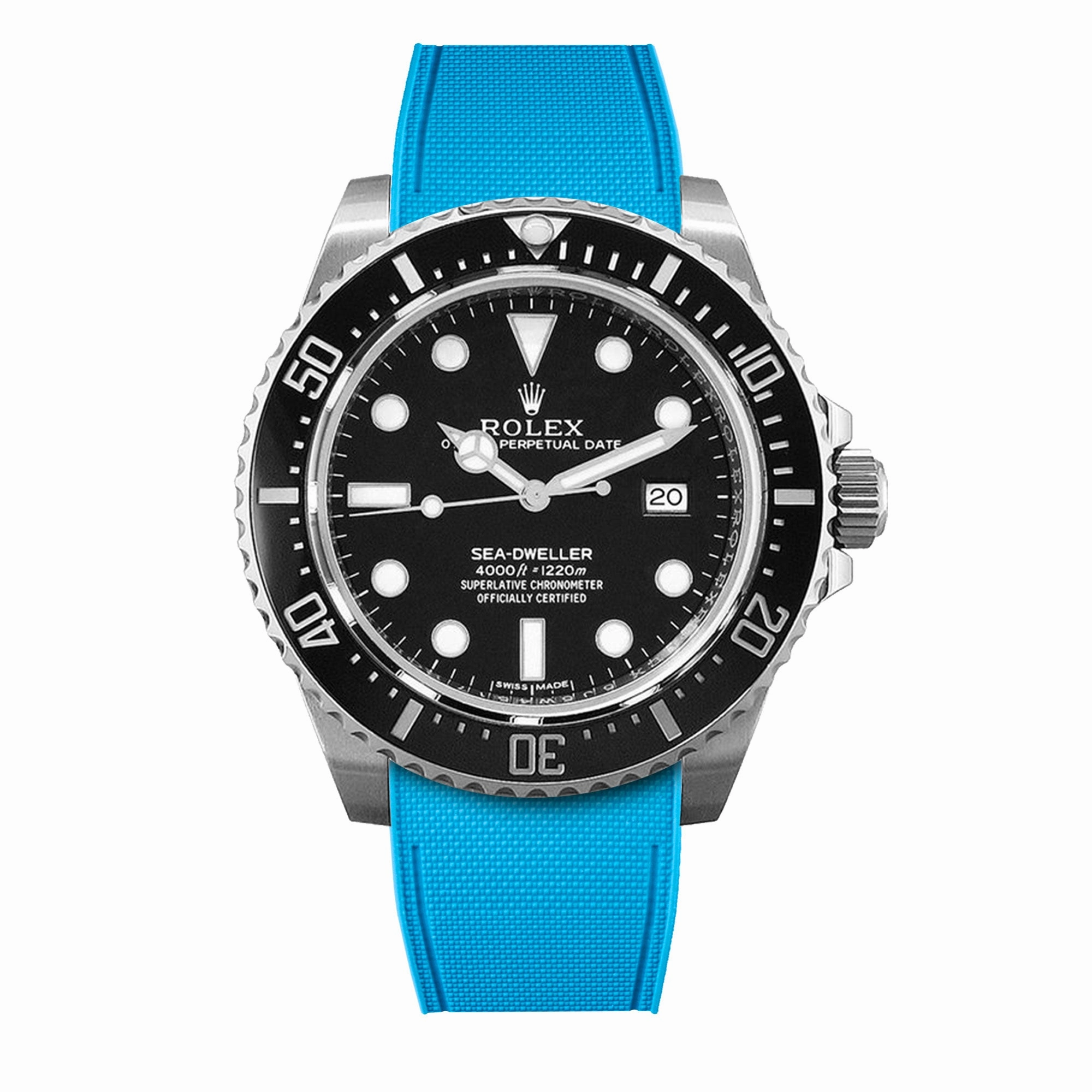 a??Rolex - R Strap Premium a?? Cordura pattern rubber watch band for Sea Dweller 4000, 40mm ceramic 116600 & Glidelock clasp.