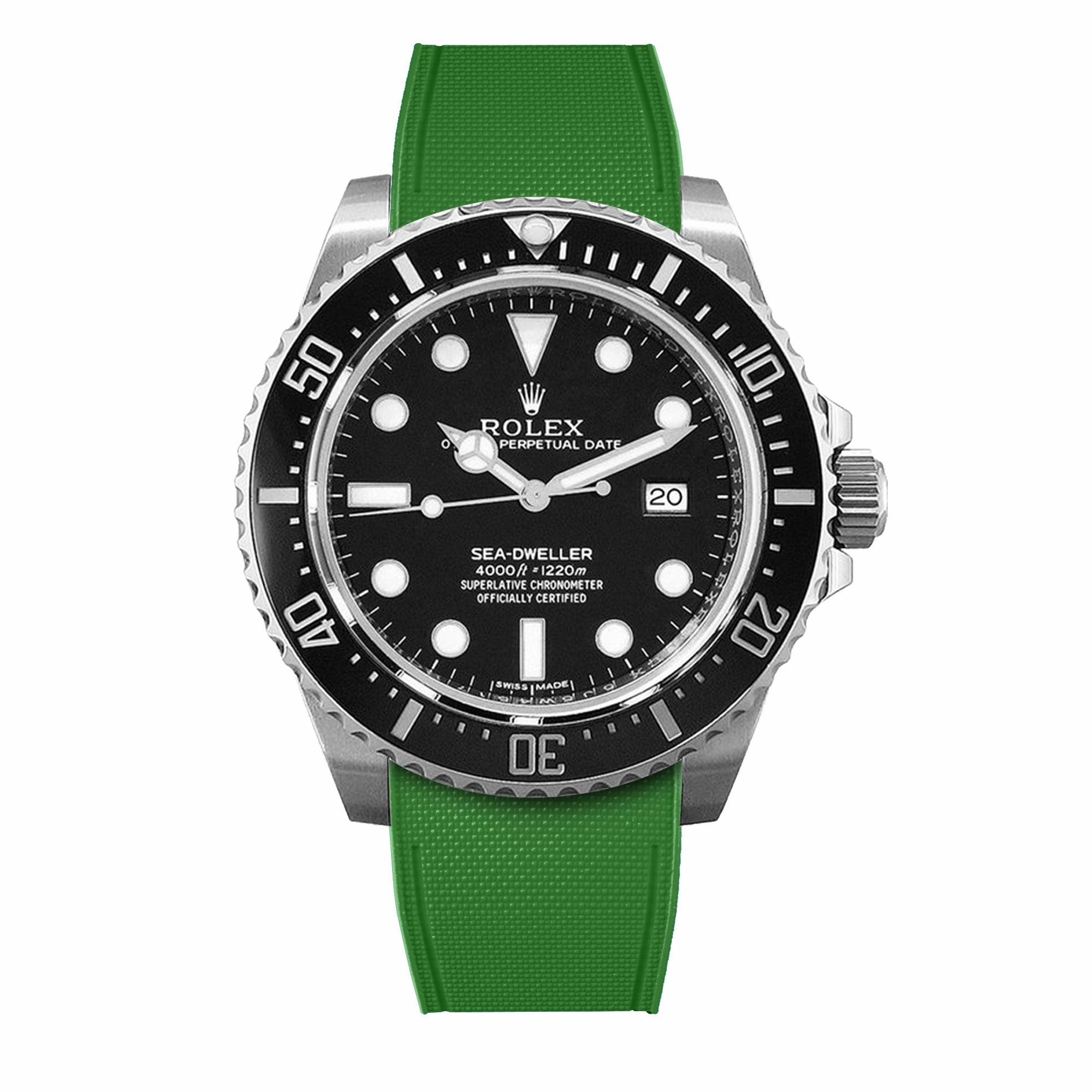 a??Rolex - R Strap Premium a?? Cordura pattern rubber watch band for Sea Dweller 4000, 40mm ceramic 116600 & Glidelock clasp.