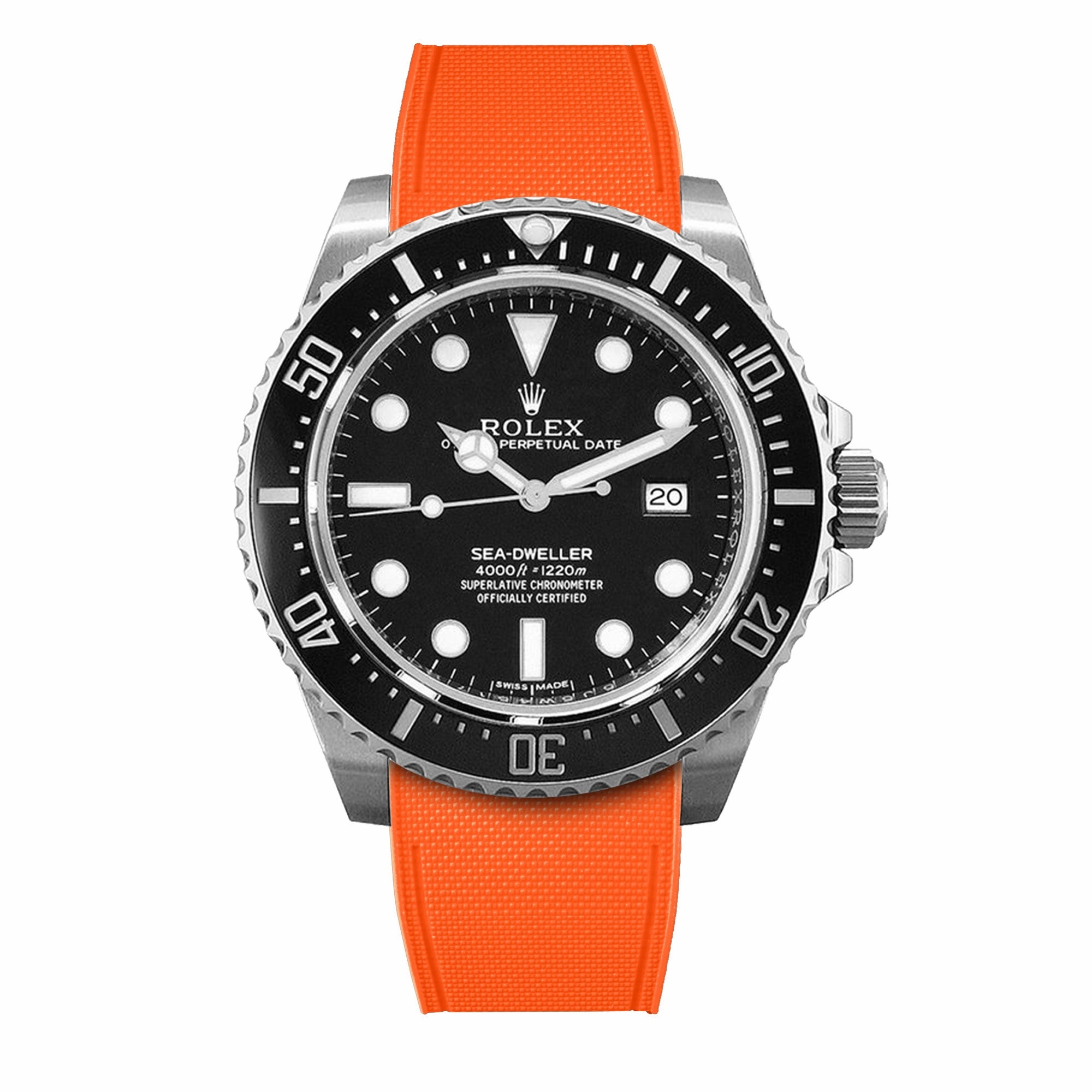 a??Rolex - R Strap Premium a?? Cordura pattern rubber watch band for Sea Dweller 4000, 40mm ceramic 116600 & Glidelock clasp.