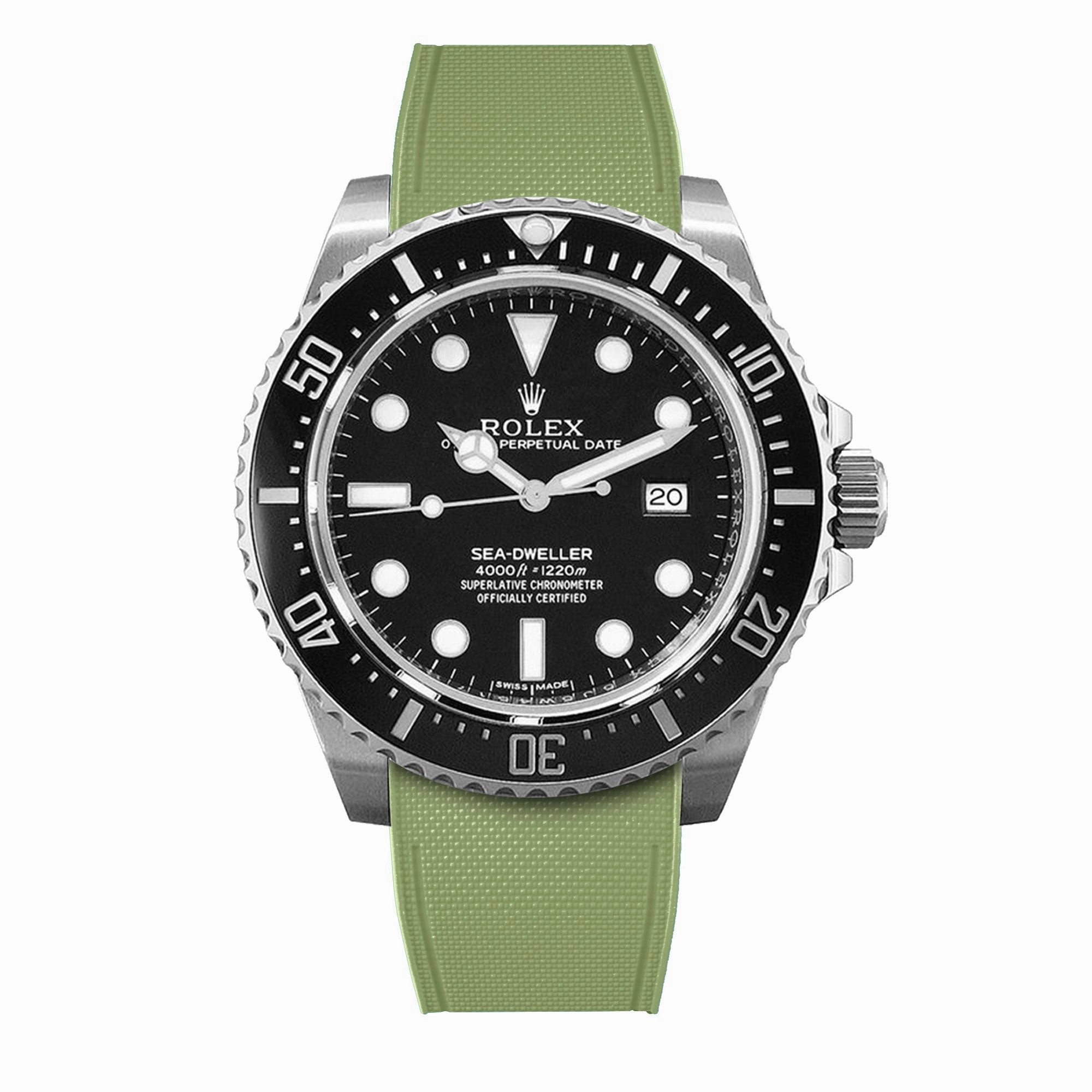 a??Rolex - R Strap Premium a?? Cordura pattern rubber watch band for Sea Dweller 4000, 40mm ceramic 116600 & Glidelock clasp.