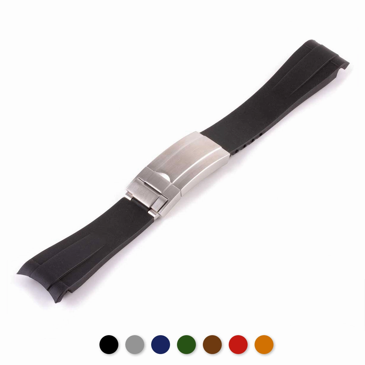 a??Rolex - Rubber integrated watch band in 20mm with generic clasp (black, brown, blue, green...)