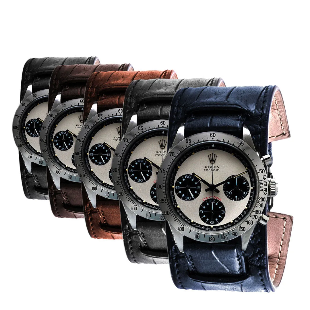 a??Bund vintage "Paul Newman" - Leather watch band - Alligator (black, brown, grey, blue) Luxury watch bands Limited edition watch bands