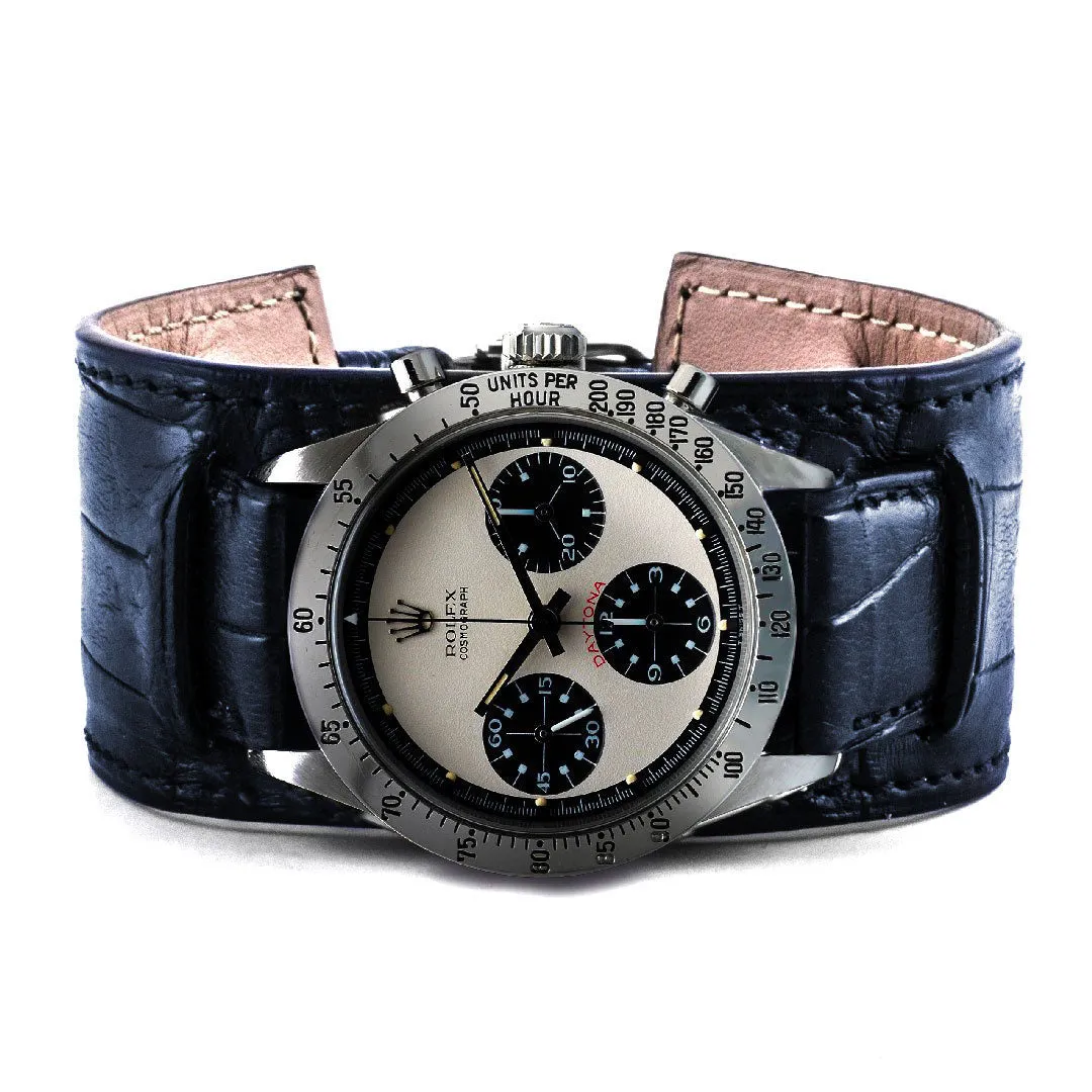 a??Bund vintage "Paul Newman" - Leather watch band - Alligator (black, brown, grey, blue)