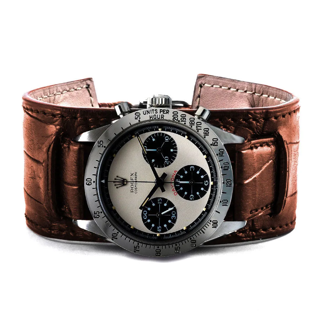 a??Bund vintage "Paul Newman" - Leather watch band - Alligator (black, brown, grey, blue)