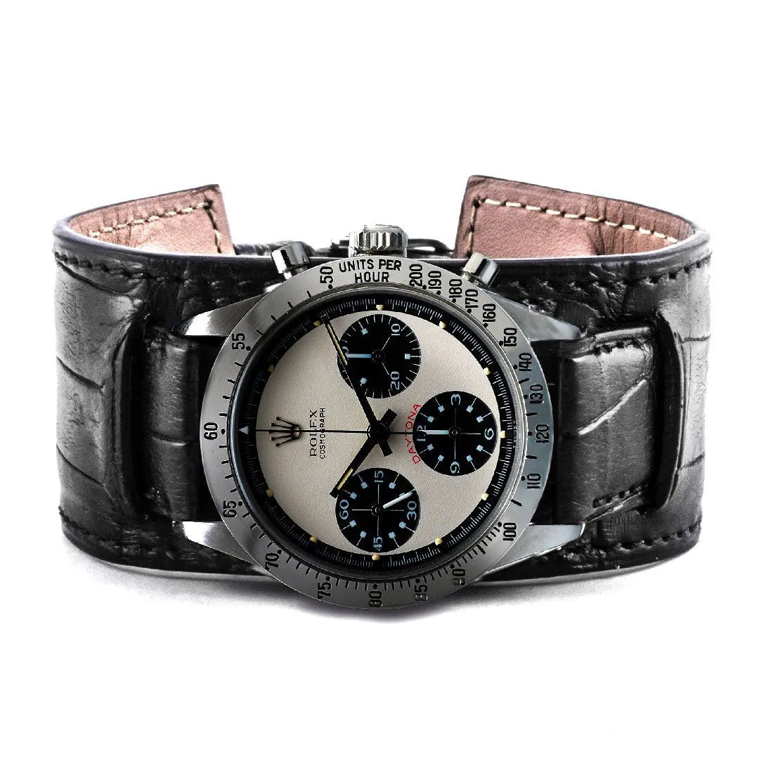 a??Bund vintage "Paul Newman" - Leather watch band - Alligator (black, brown, grey, blue)