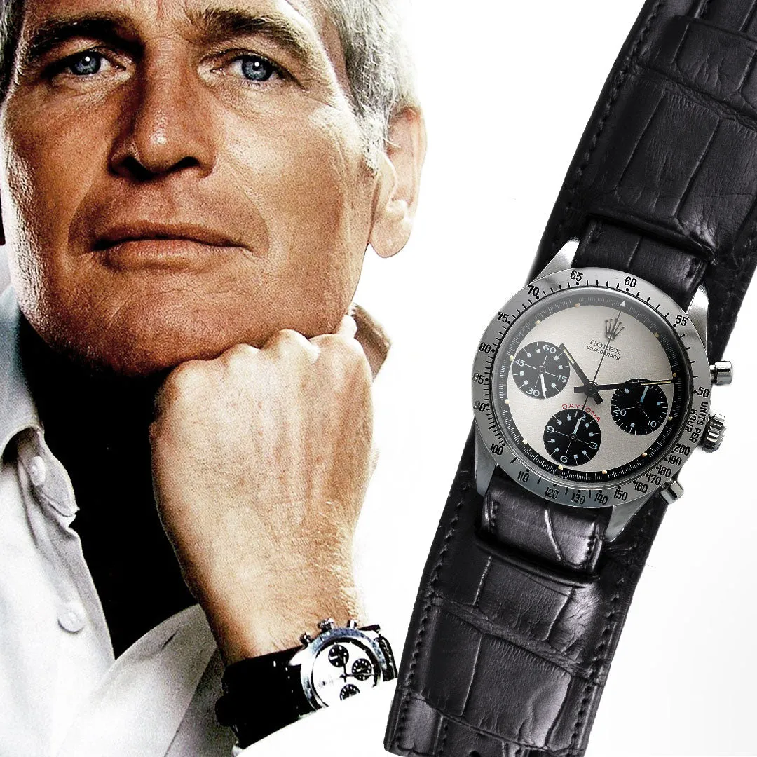 a??Bund vintage "Paul Newman" - Leather watch band - Alligator (black, brown, grey, blue)