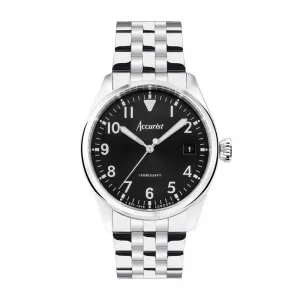 Accurist Aviation Mens Watch 76000 Stainless Steel with Black Dial cheap digital watch best digital watch for men