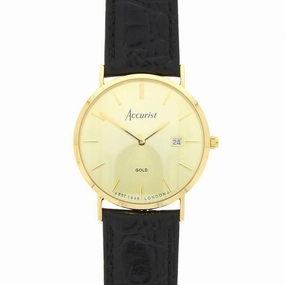 Accurist 9ct Gold Mens Watch Champagne Dial Black Strap 7802 cheap digital watch best digital watch for men
